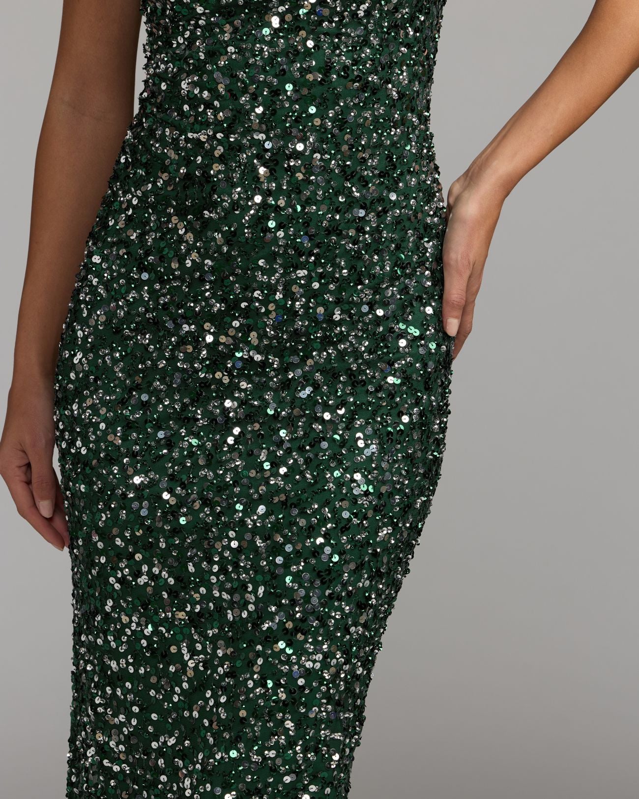 Emerald Sequin Sleeveless Midi Dress Mac Duggal