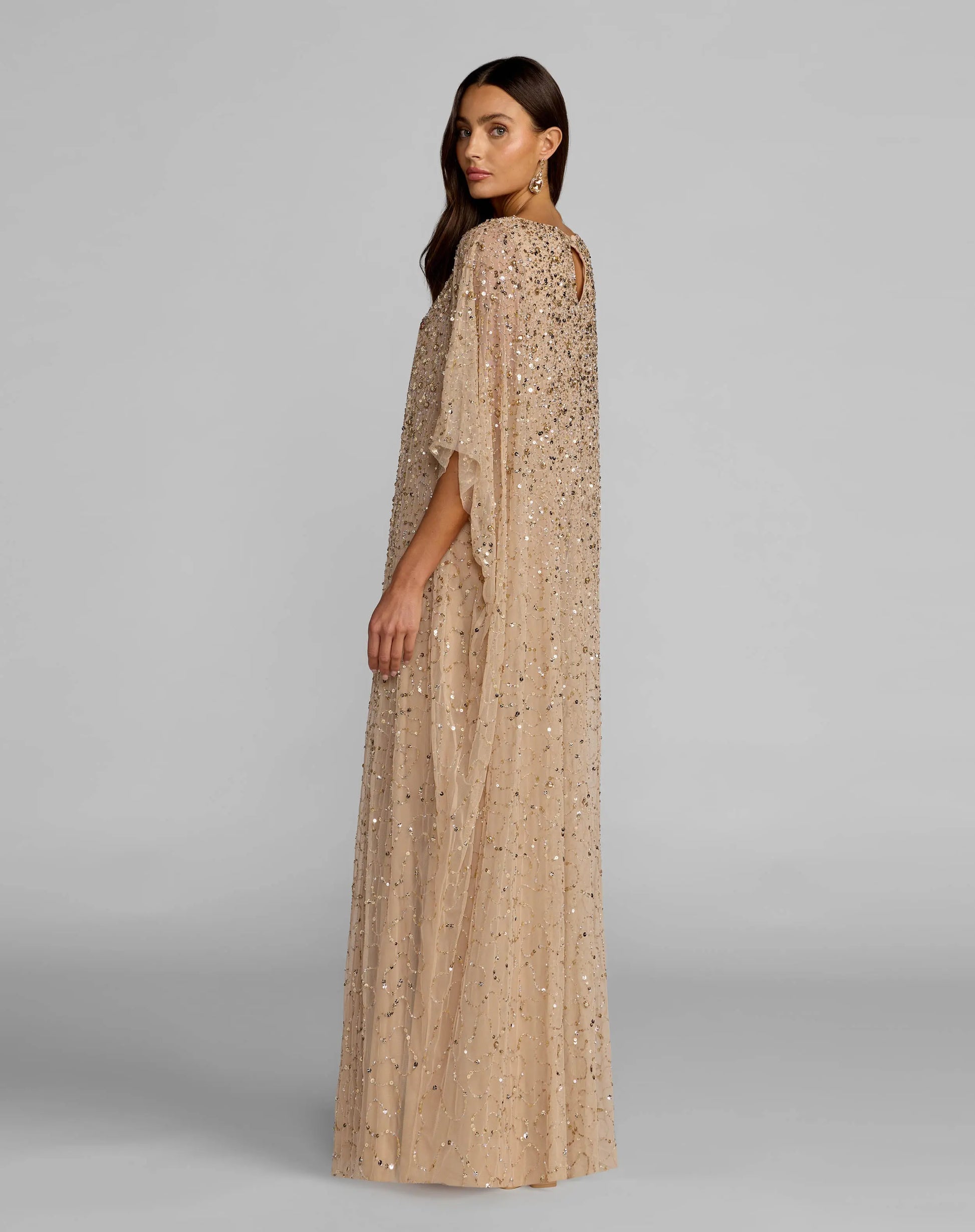 Gold Sequin Embellished Caftan Gown Mac Duggal