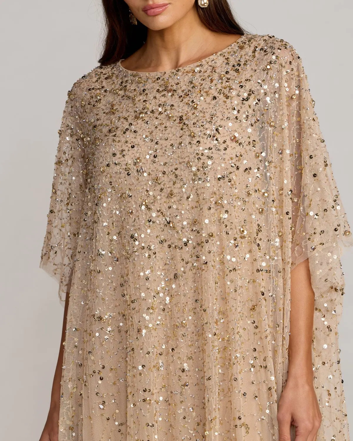 Gold Sequin Embellished Caftan Gown Mac Duggal