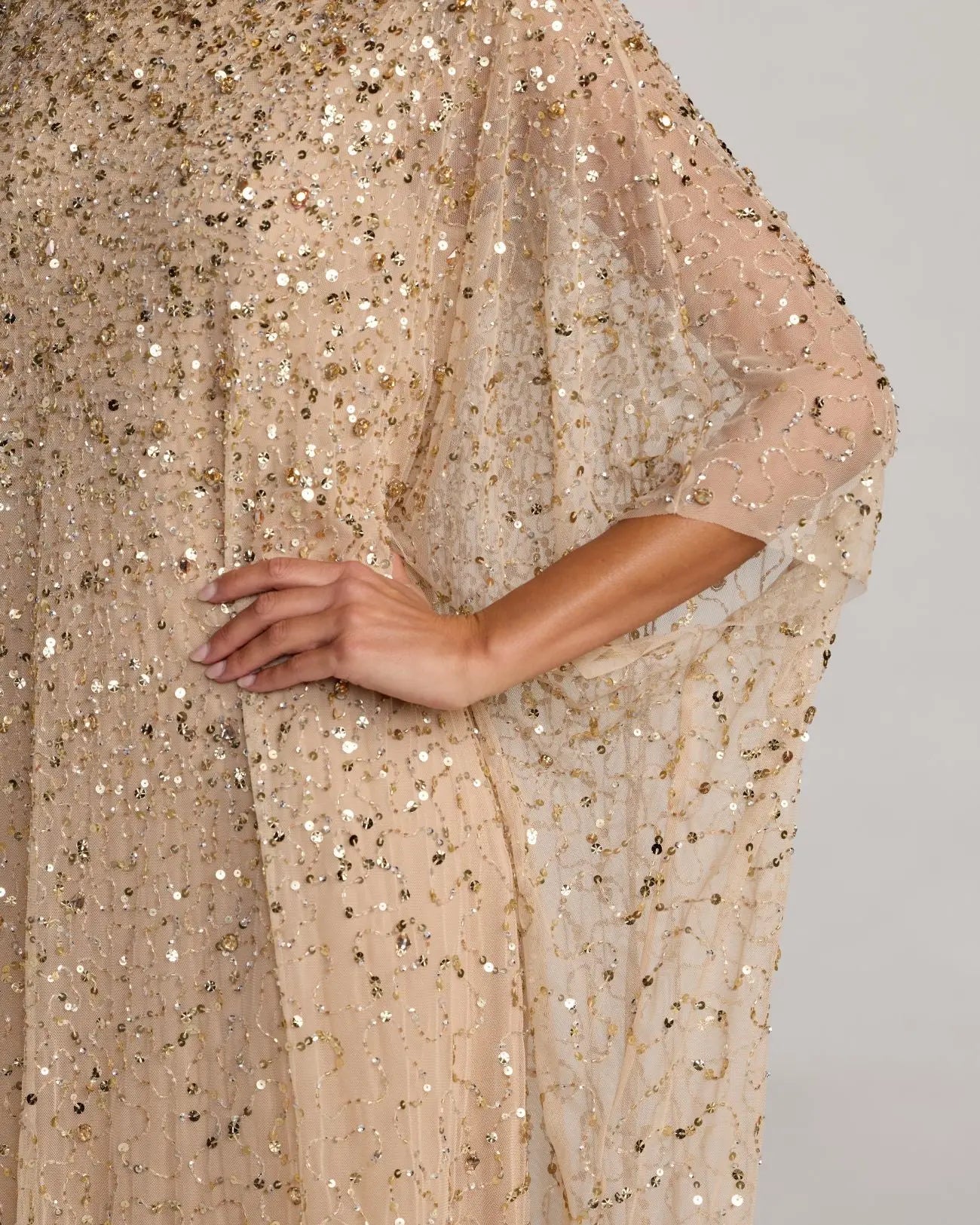 Gold Sequin Embellished Caftan Gown Mac Duggal