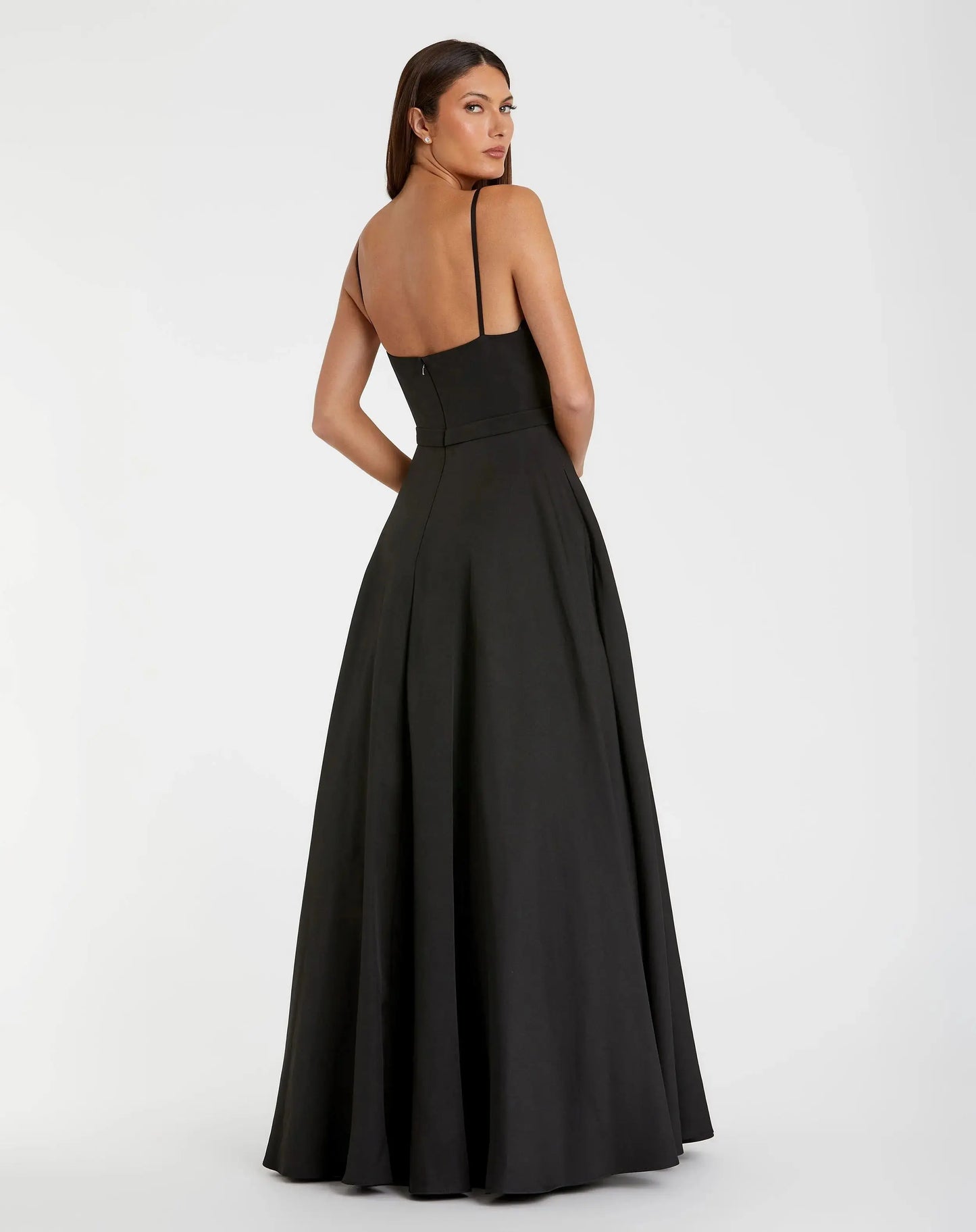 Black Petite Classic A-Line V-Neck Ballgown Mac Duggal