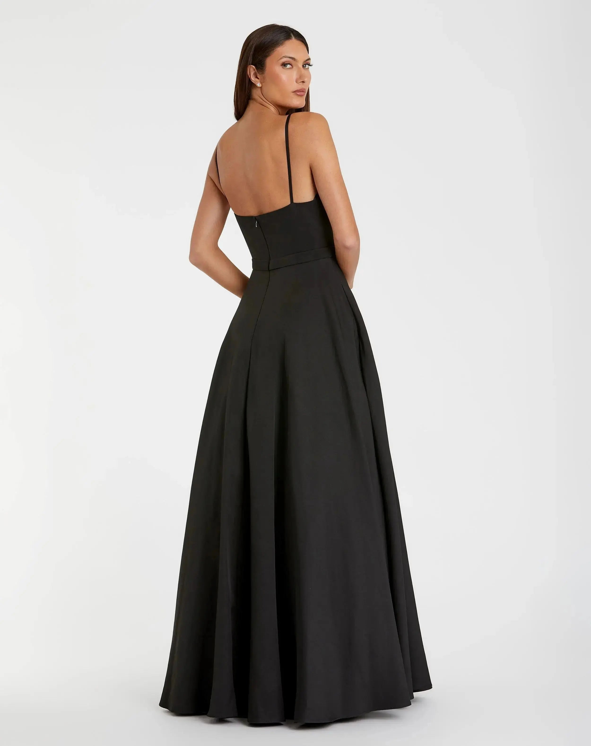 Black Petite Classic A-Line V-Neck Ballgown Mac Duggal