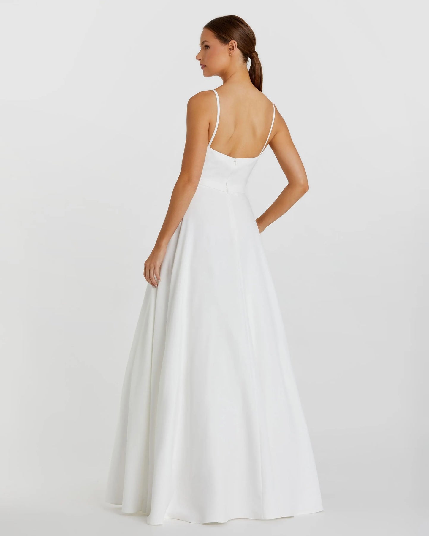 White Petite Classic A-Line V-Neck Ballgown Mac Duggal