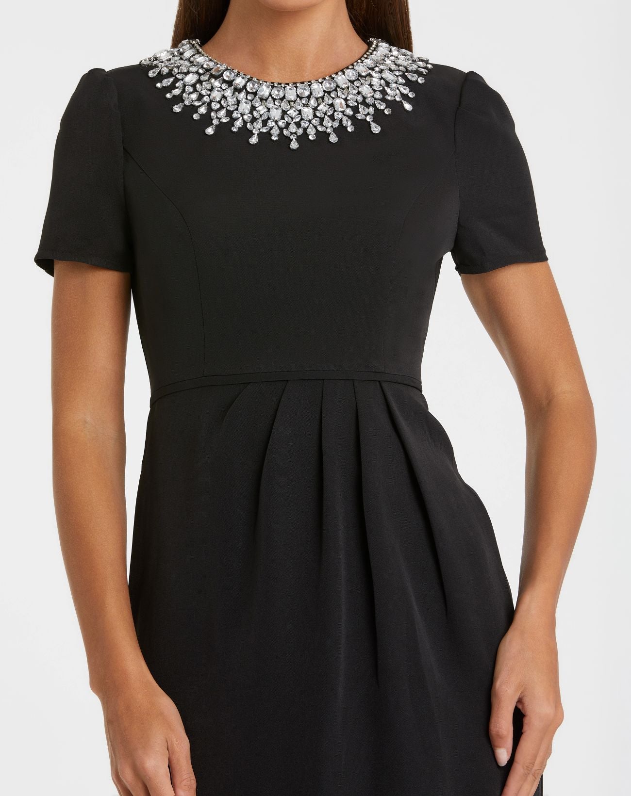 black formal dress short sleeve Long Black Formal Dress with Short Sleeves Black / 8