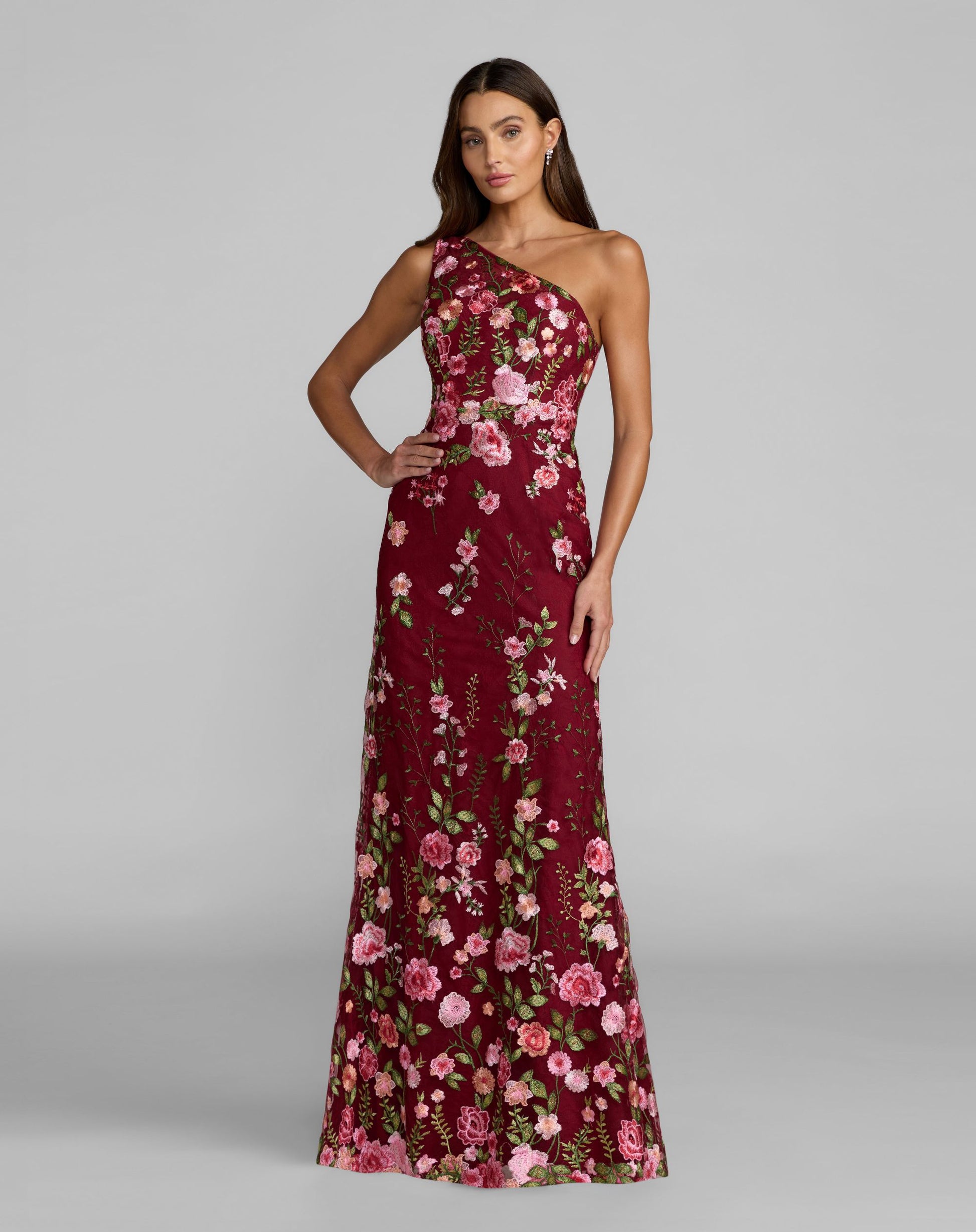 petite one shoulder dress Alex Evenings high split Mac Duggal - Petite Red