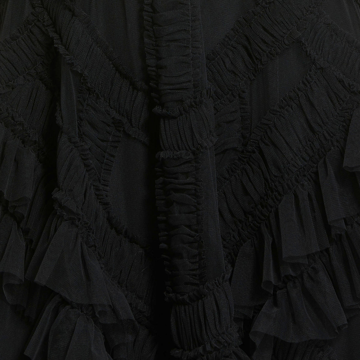 Petite Black High Neck Ruffle Tiered A-Line Midi Dress - Mac Duggal