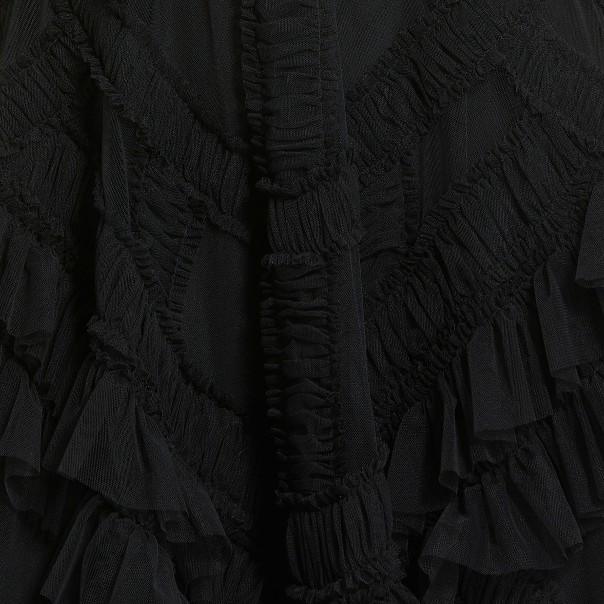 Petite Black High Neck Ruffle Tiered A-Line Midi Dress - Mac Duggal
