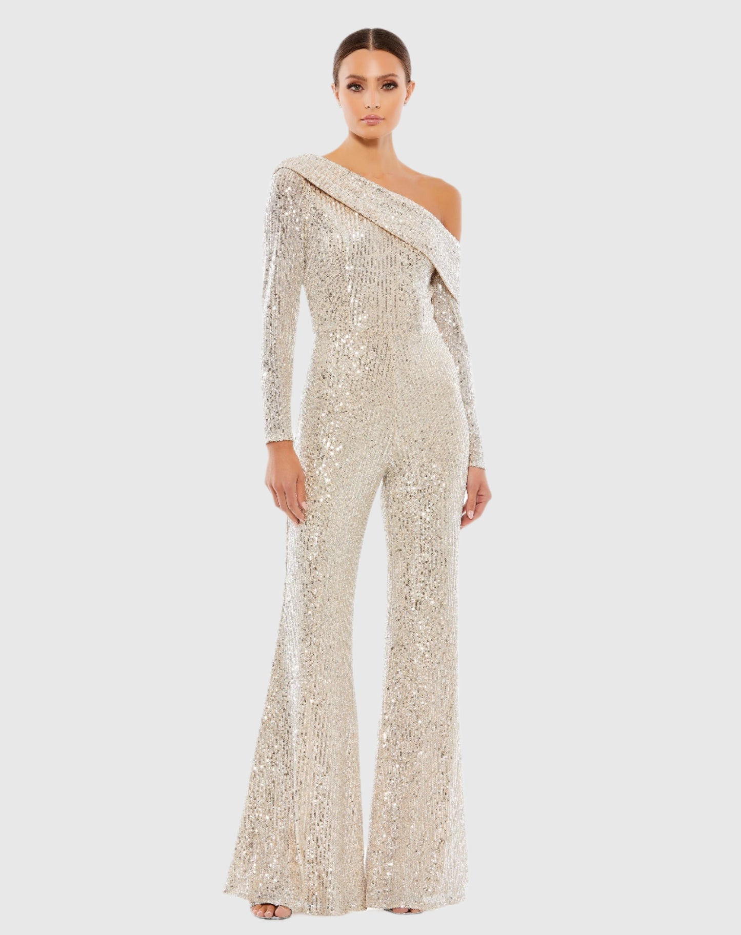 Sequined Drop Shoulder Long Sleeve Jumpsuit