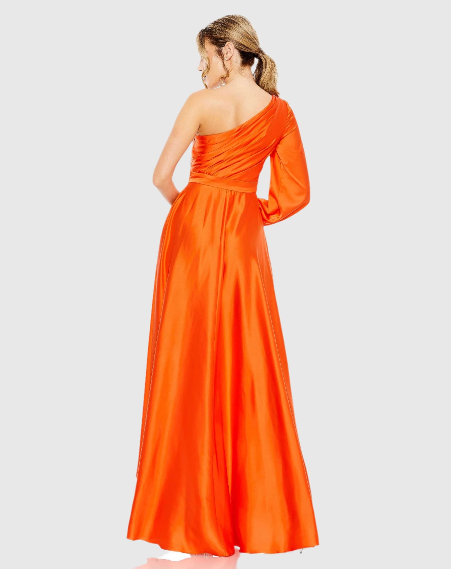 High Low One Shoulder Flowy Gown