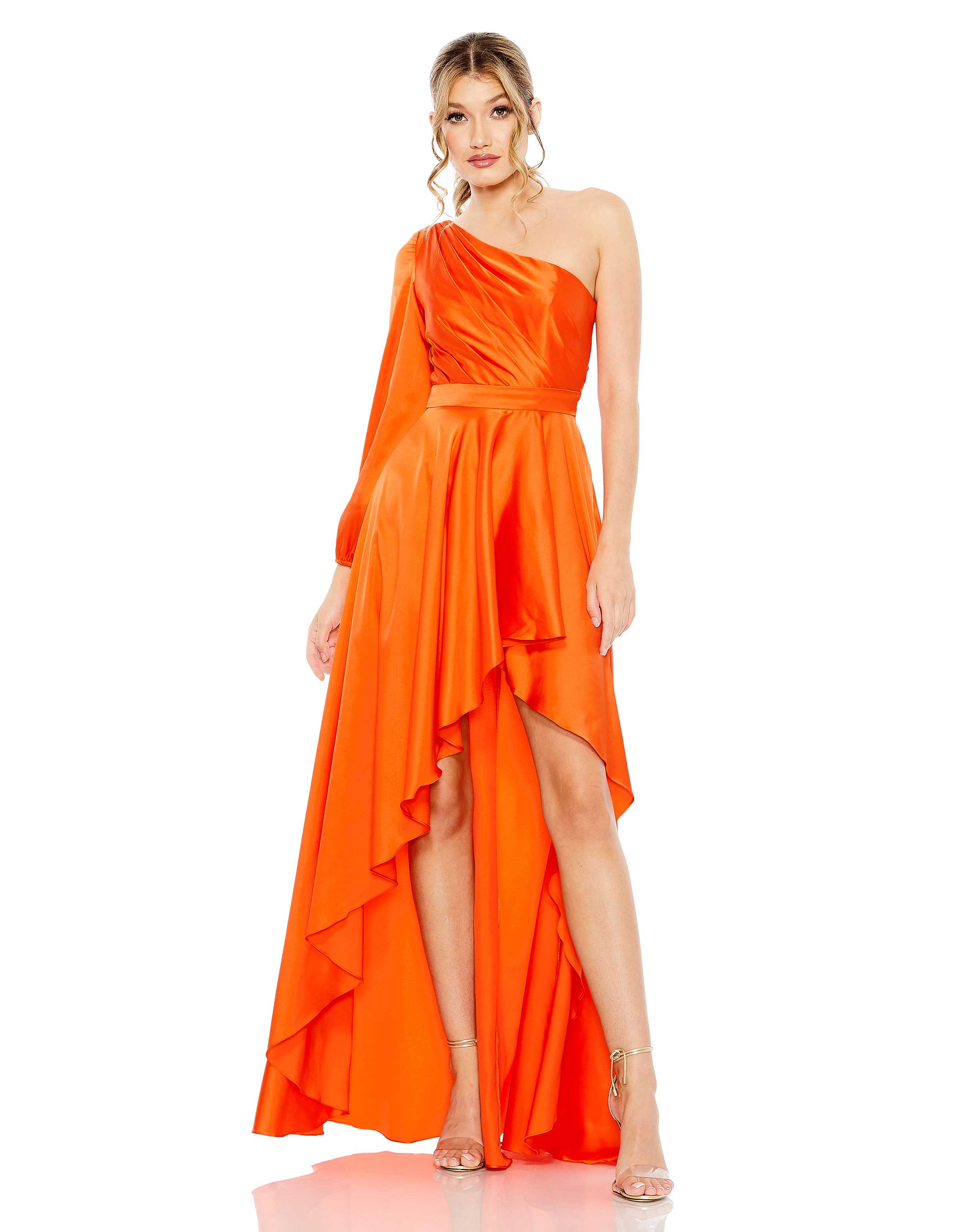 High Low One Shoulder Flowy Gown