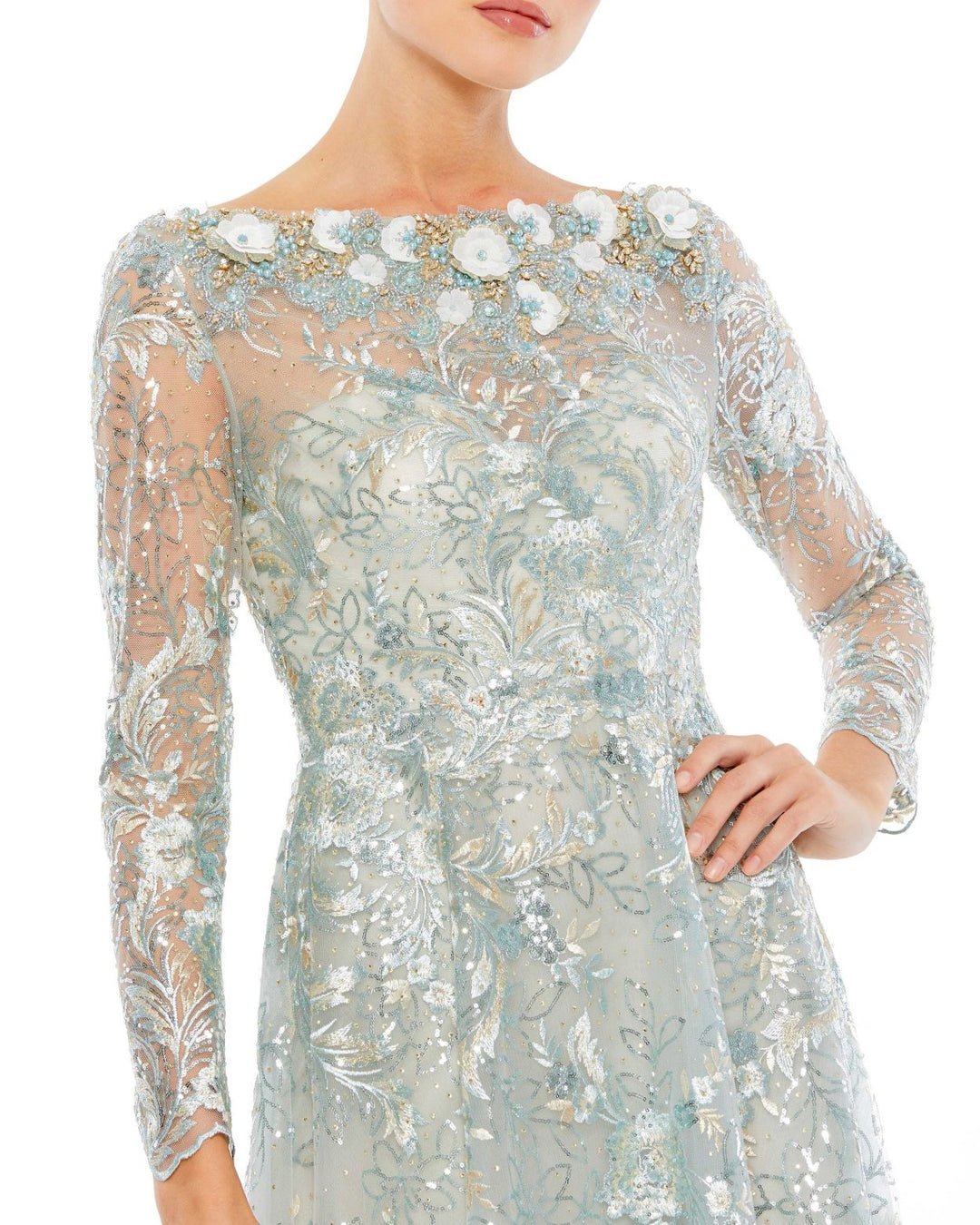 Floral Embroidered Illusion Long Sleeve Gown – Mac Duggal