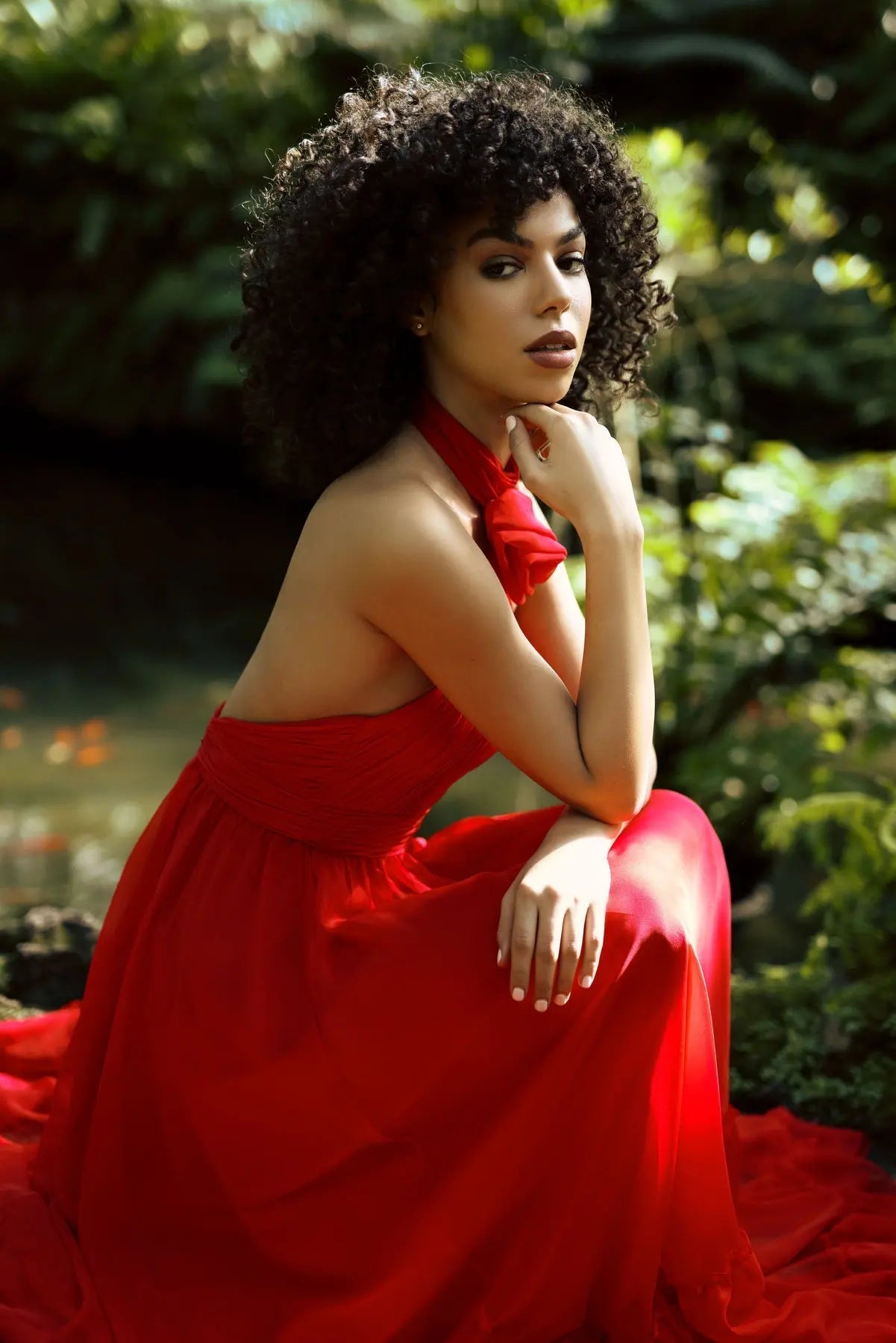 Asymmetrical Halter Neck Tiered A Line Gown - Mac Duggal