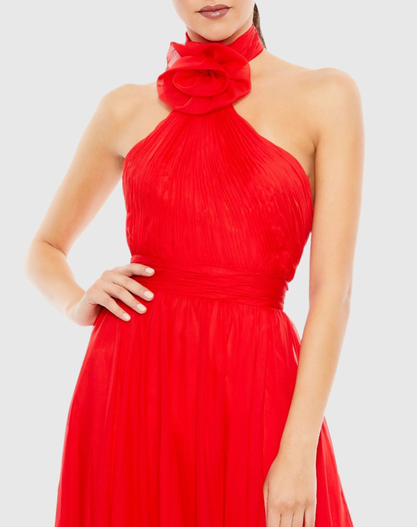 Asymmetrical Halter Neck Tiered A Line Gown