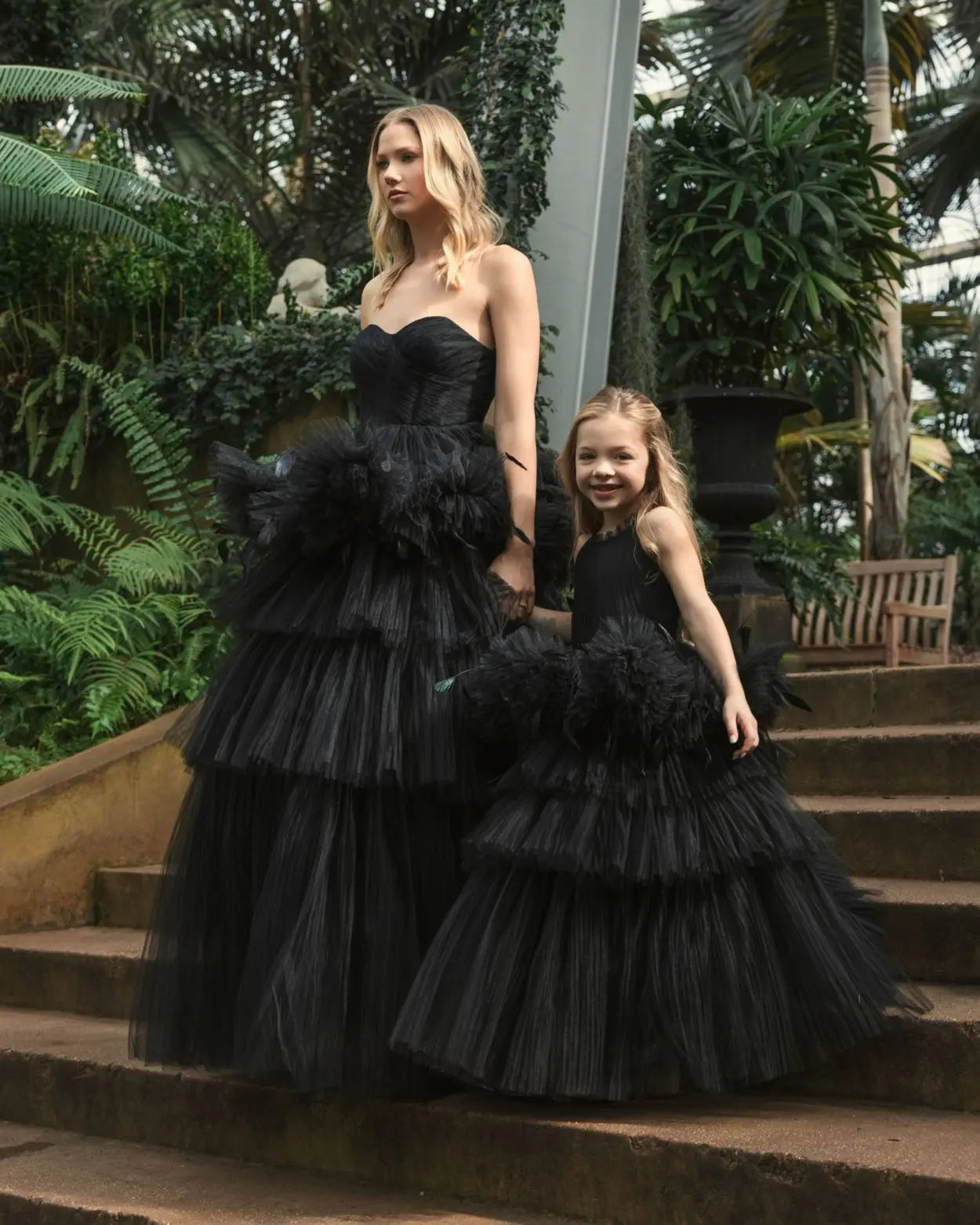 Girls High Neck Tulle Dress with Feather Detail - Mac Duggal