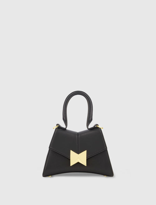 Angular Mini Leather Handbag With Gold Hardware