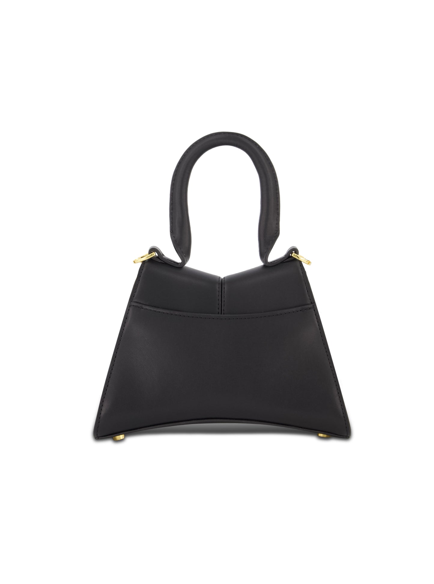 Angular Mini Leather Handbag With Gold Hardware