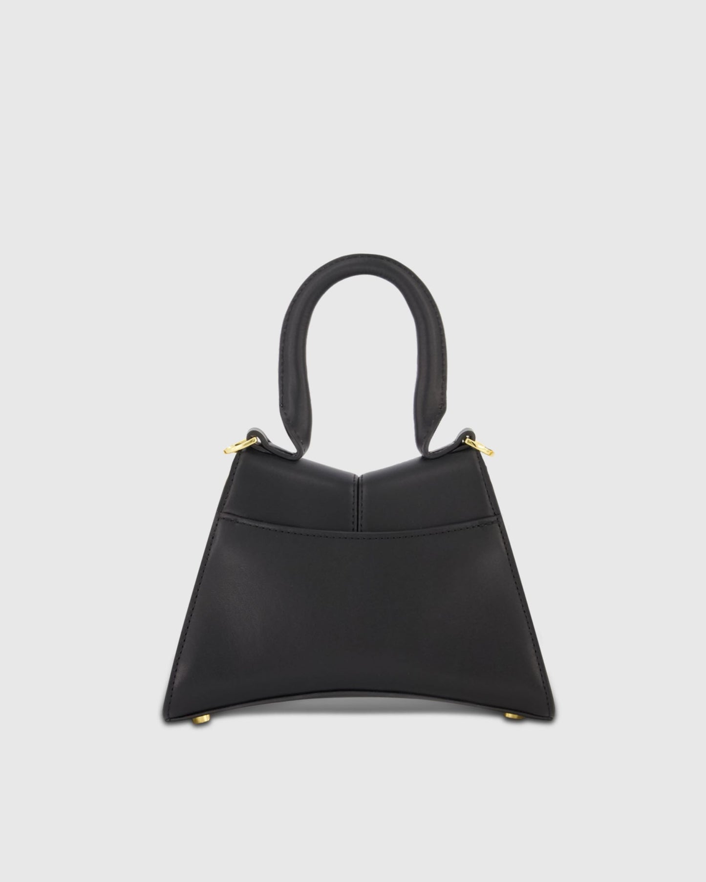 Angular Mini Leather Handbag With Gold Hardware