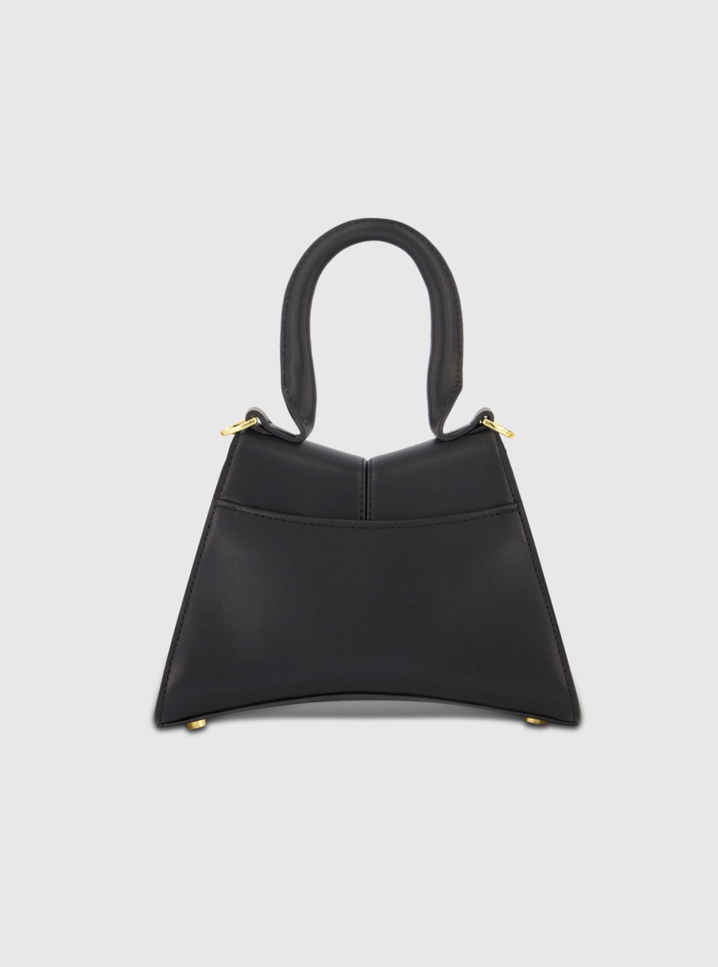 Angular Mini Leather Top Handle Bag with Gold Hardware