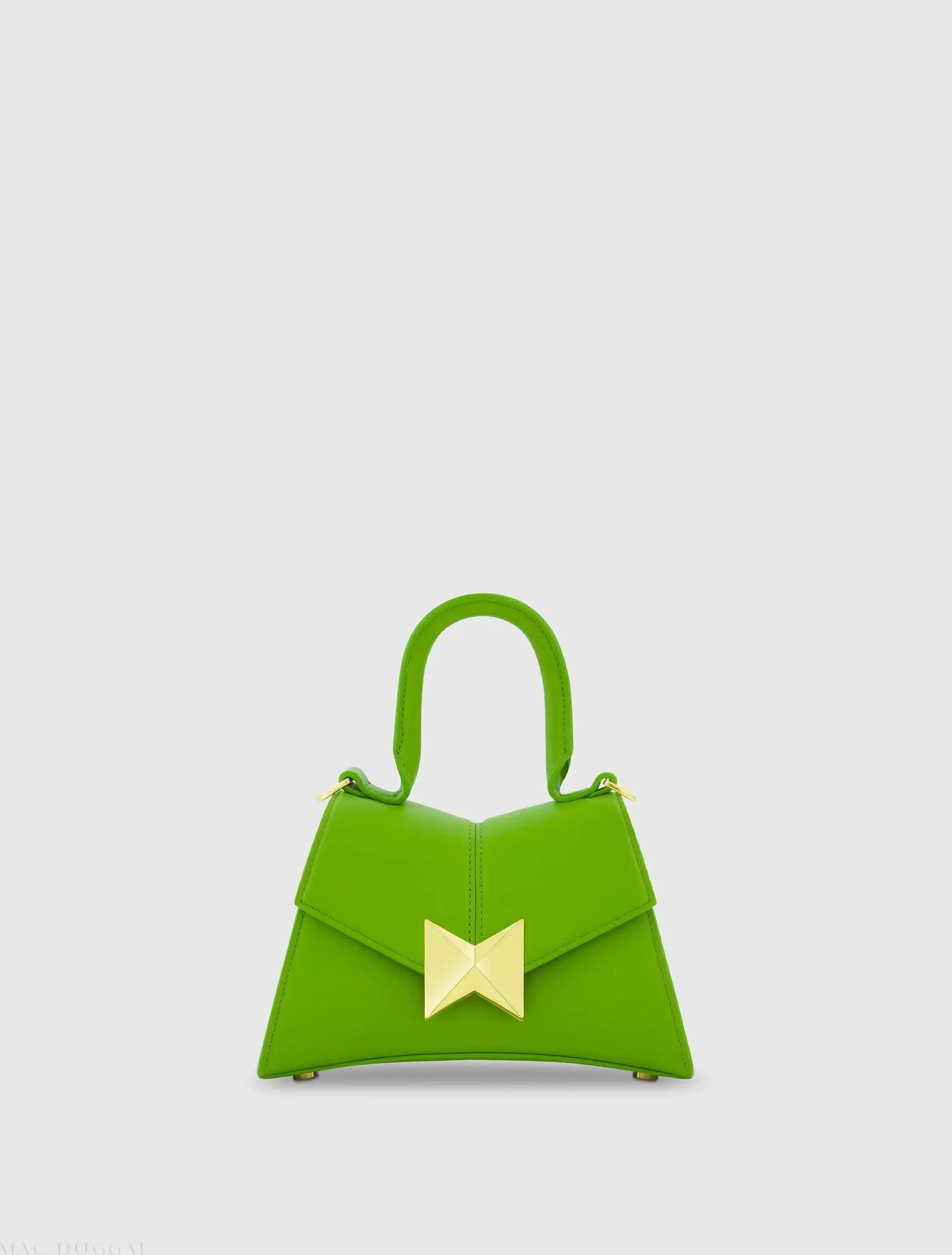 Angular Mini Leather Handbag With Gold Hardware | Mac Duggal