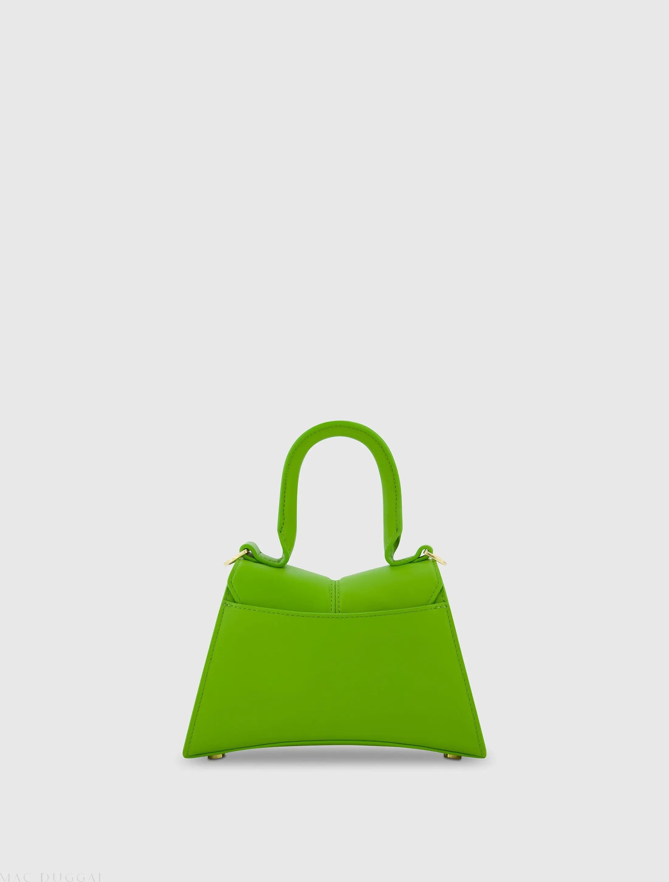 Green Mini Structured Leather Top Handle Bag | Mac Duggal