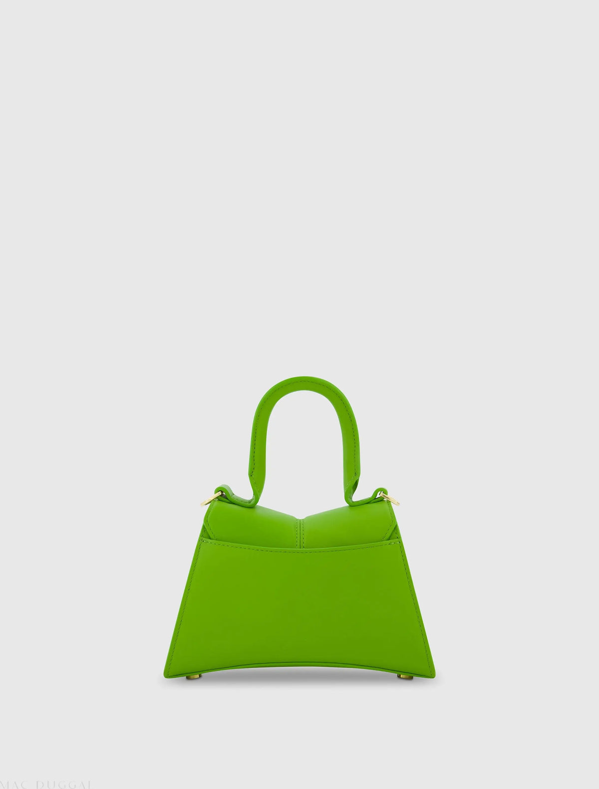 Green Mini Structured Leather Top Handle Bag | Mac Duggal