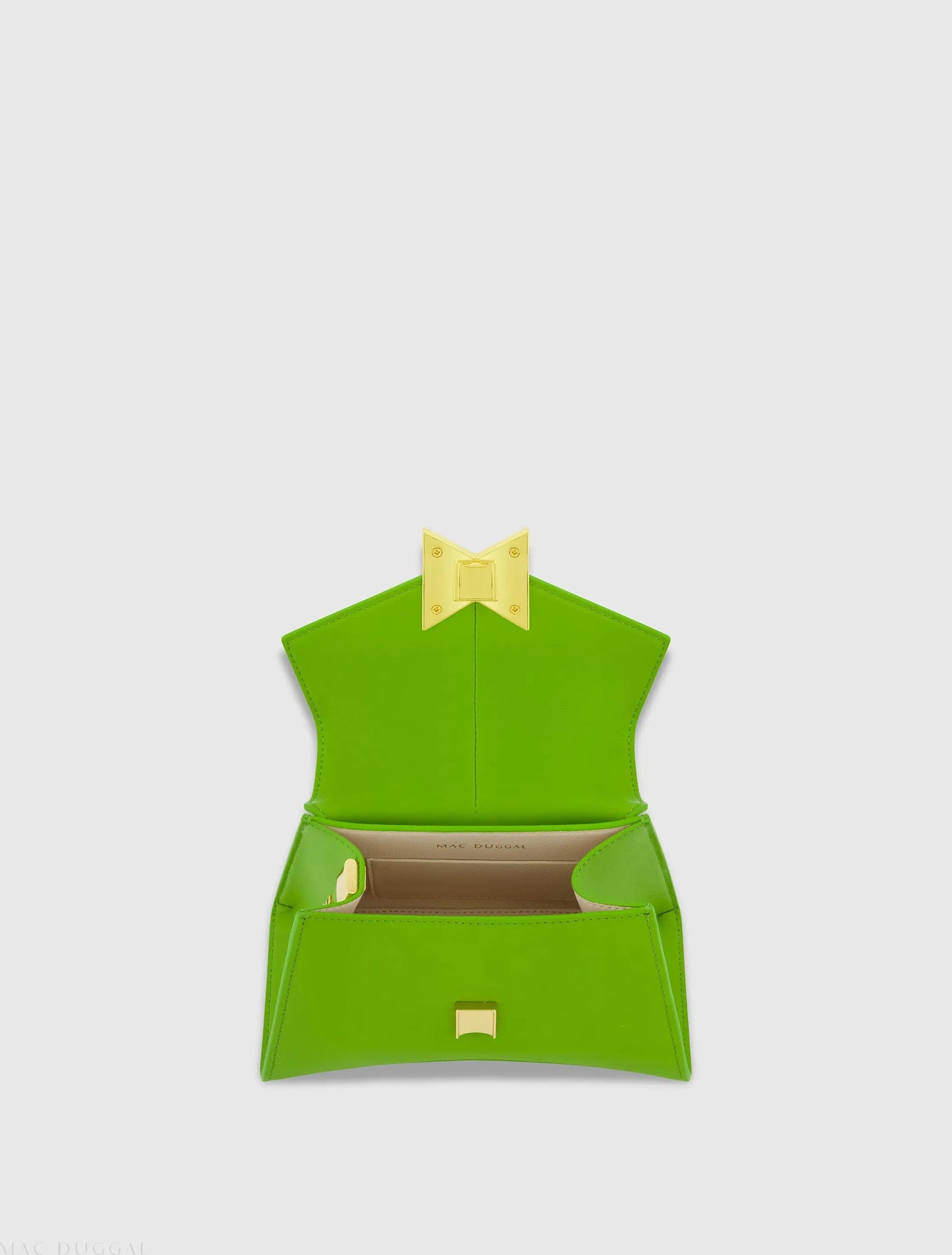 Angular Mini Leather Handbag With Gold Hardware - Mac Duggal