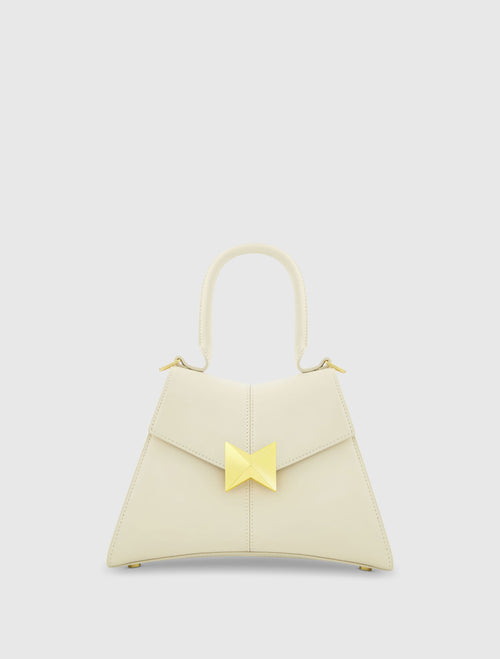 Angular Small Leather Handbag With Gold Hardware