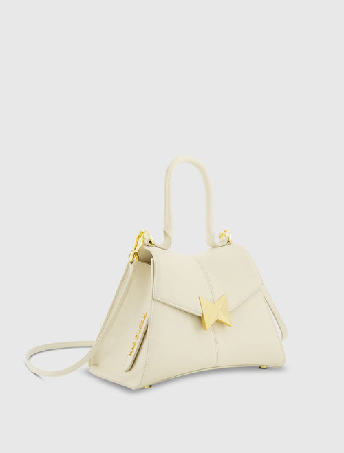 Angular Small Leather Handbag With Gold Hardware