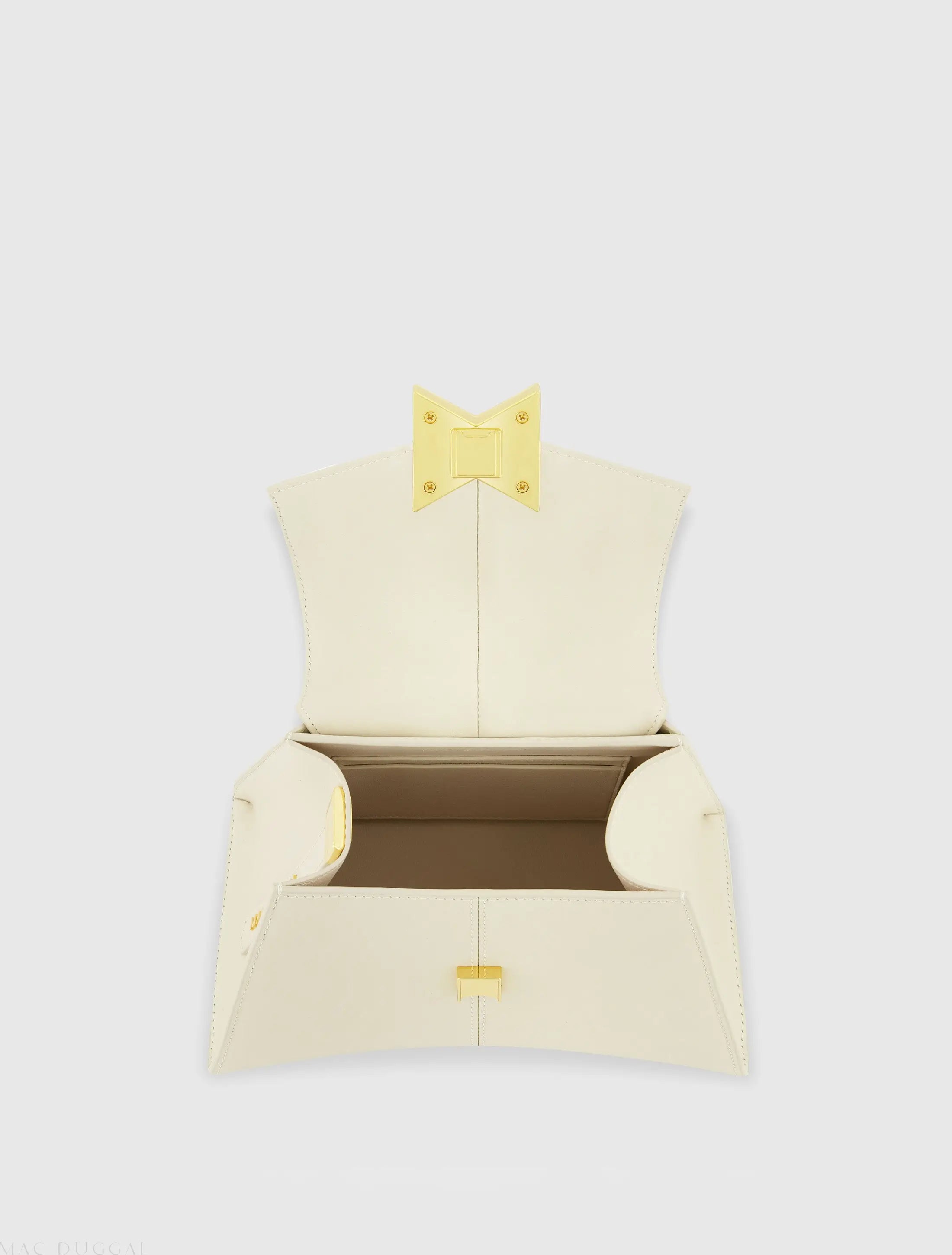 Angular Small Leather Handbag With Gold Hardware - Mac Duggal