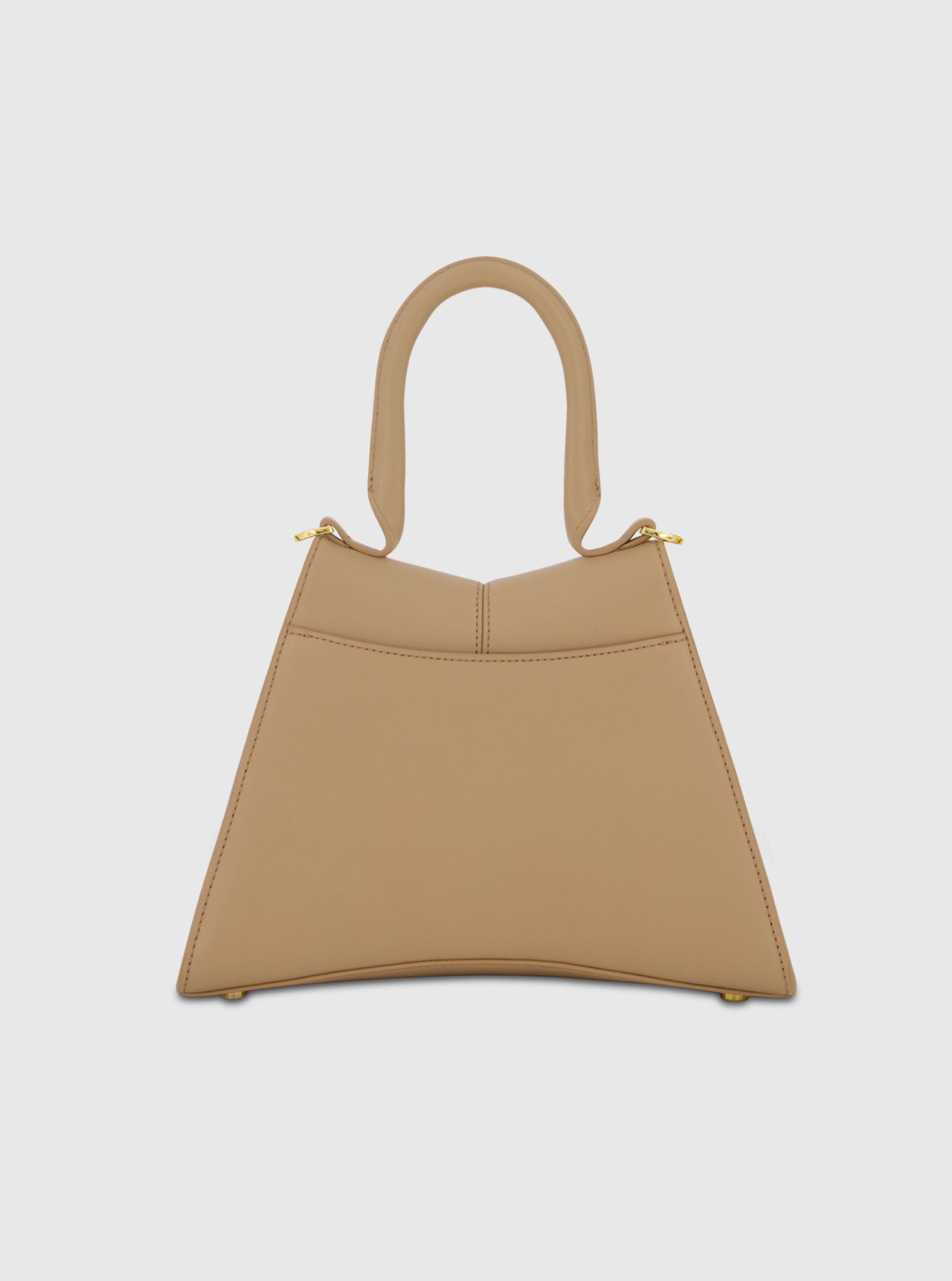 Angular Small Leather Handbag With Gold Hardware