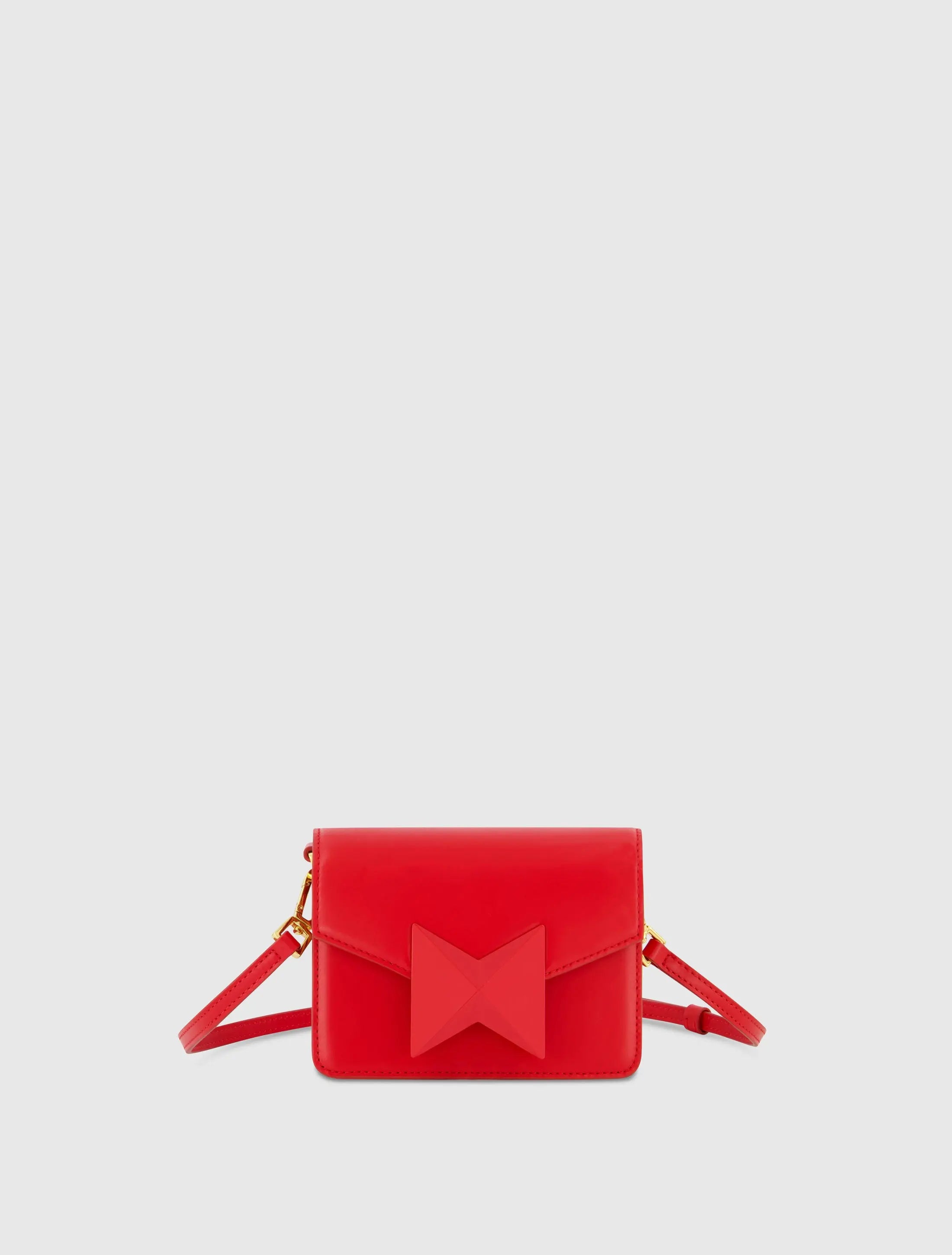 Red Mini Leather Tone On Tone Crossbody Bag - Mac Duggal