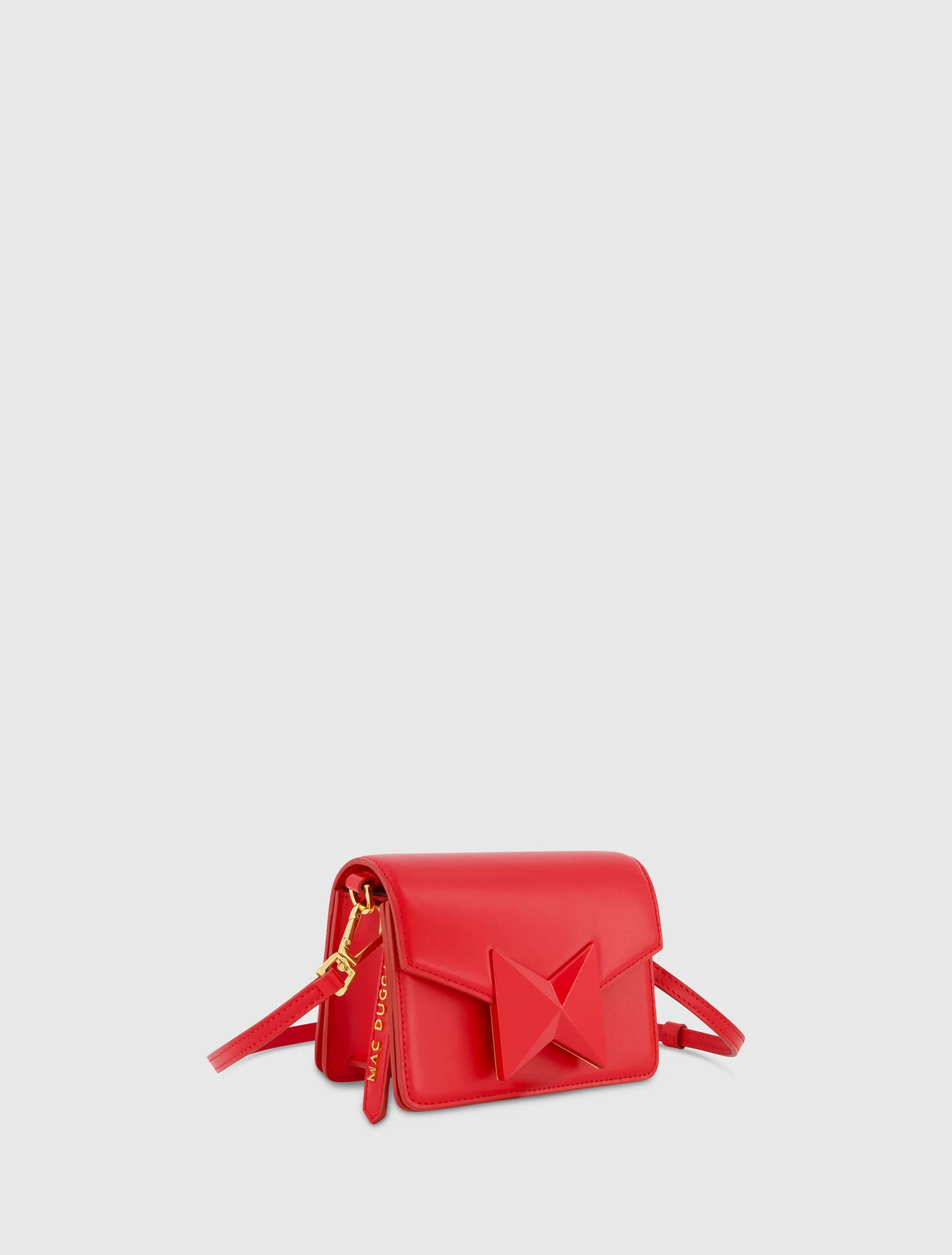 Red Mini Leather Tone On Tone Crossbody Bag - Mac Duggal