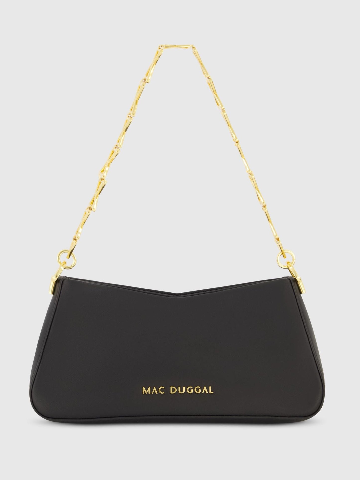 Gold Strap Small Black Nappa Leather Shoulder Bag