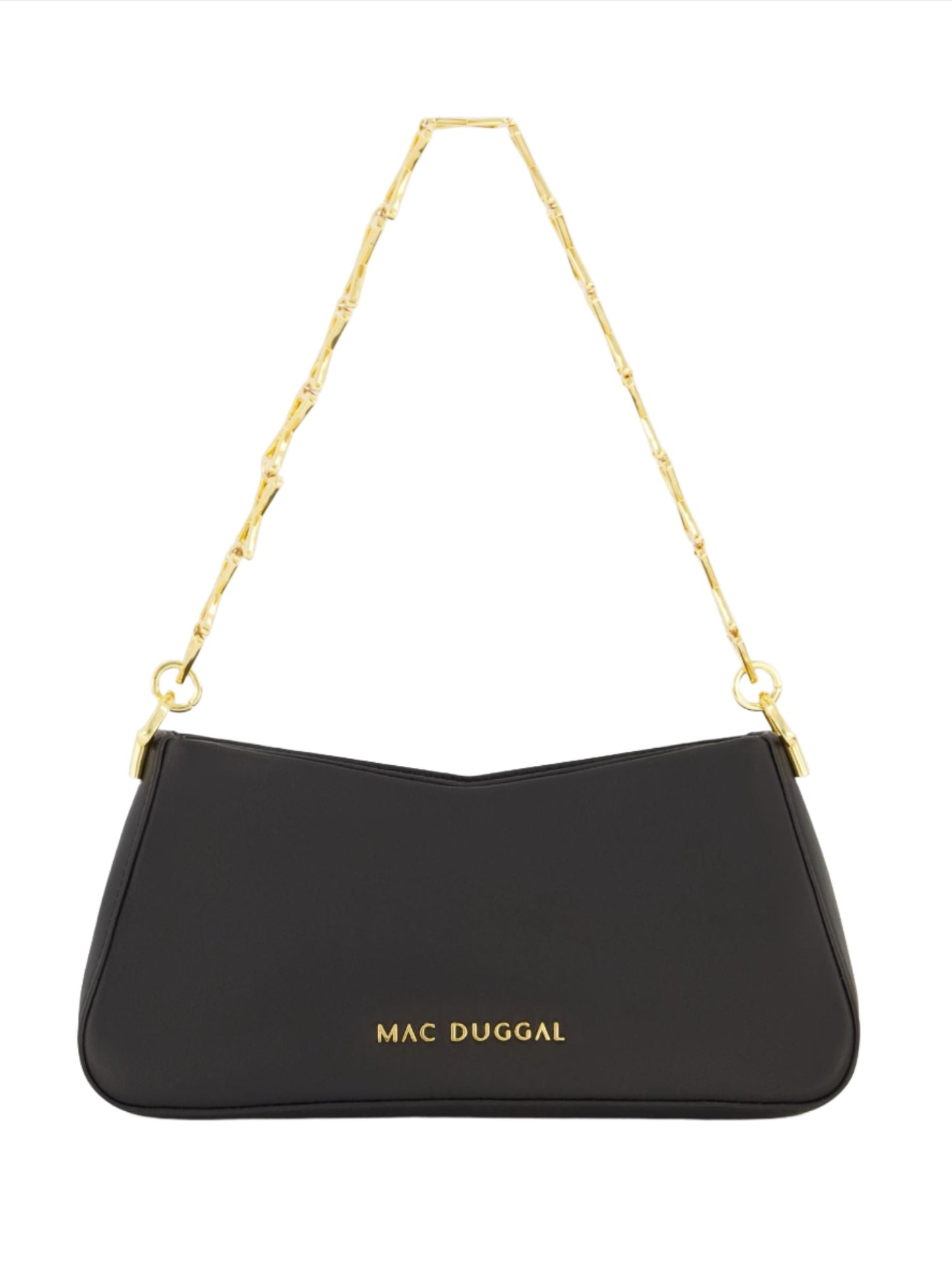 Gold Strap Small Black Nappa Leather Shoulder Bag