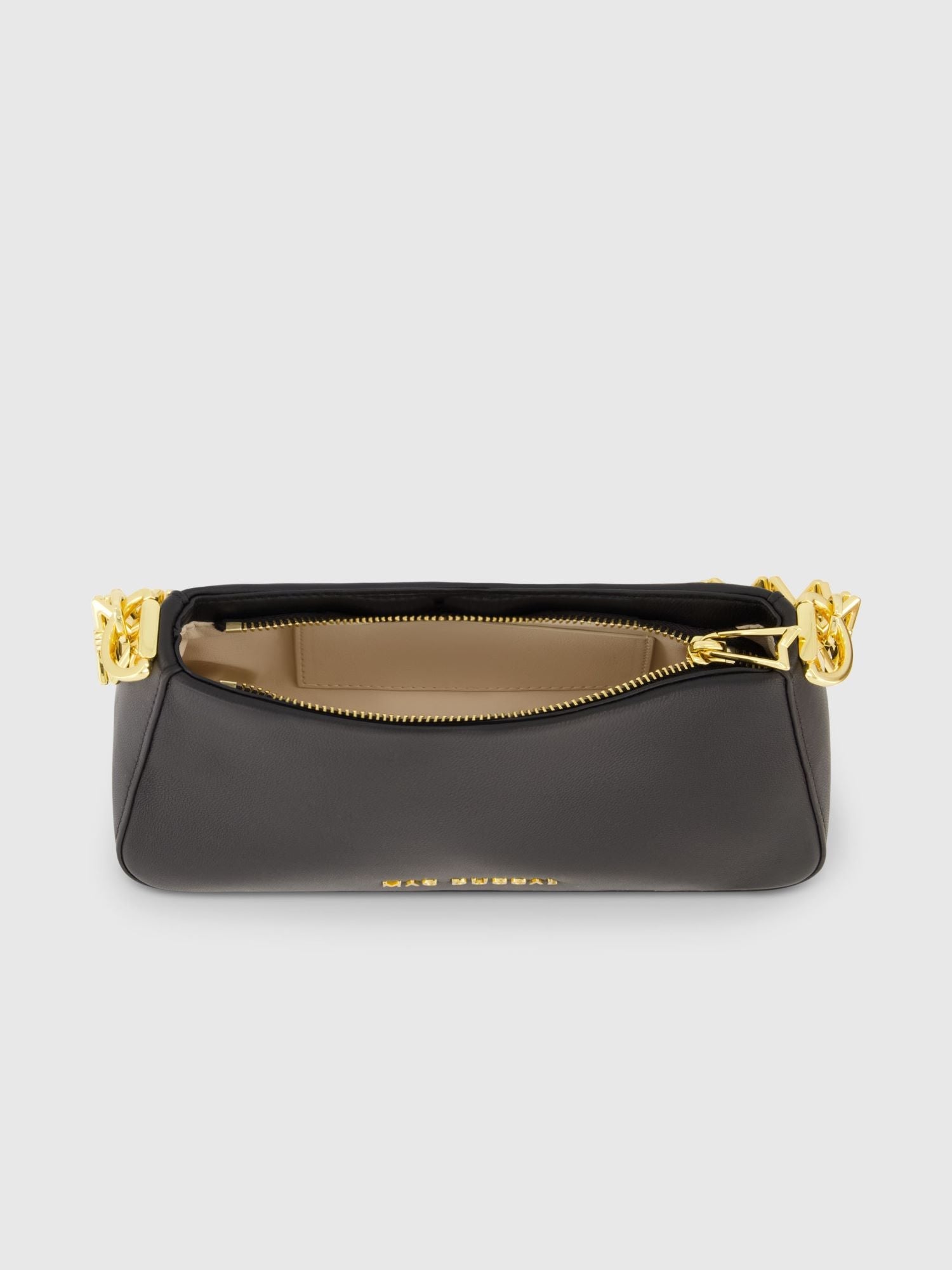 Gold Strap Small Black Nappa Leather Shoulder Bag