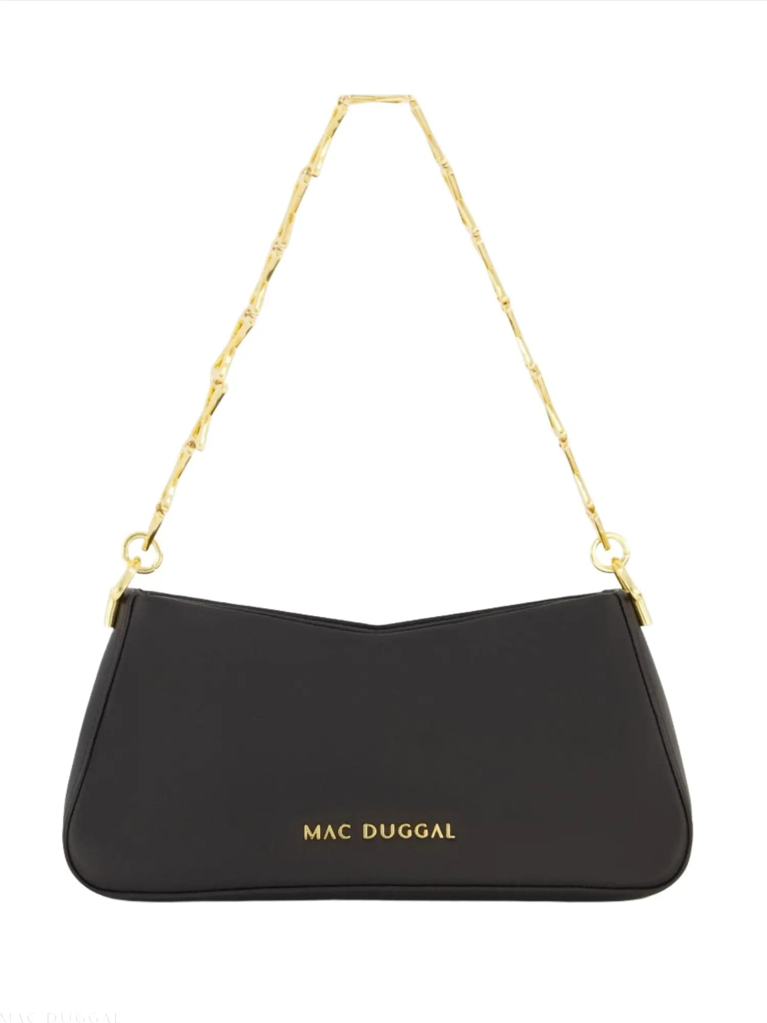 Gold Strap Small Black Nappa Leather Shoulder Bag - FINAL SALE - Mac Duggal
