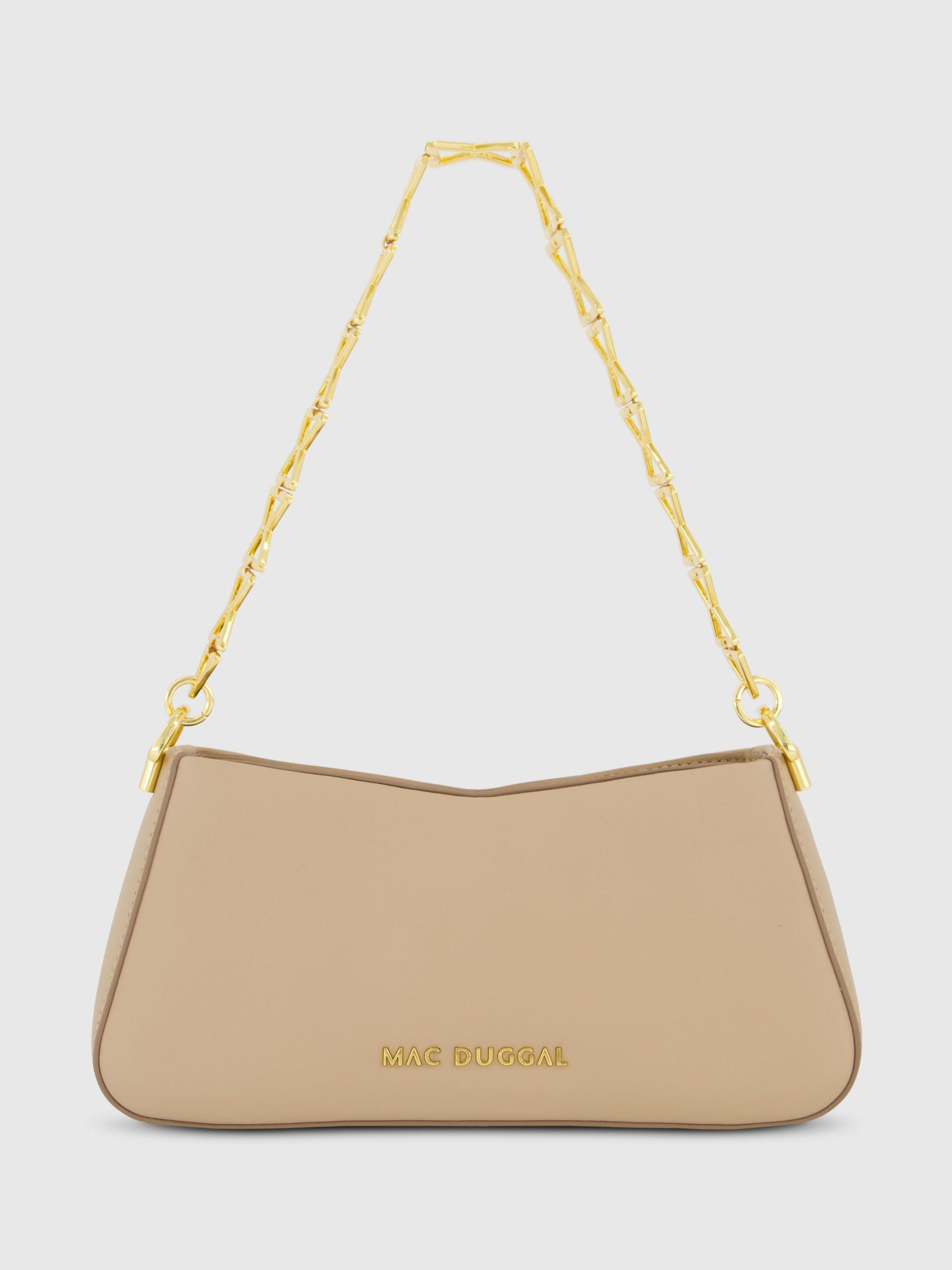 Gold Strap Small Taupe Nappa Leather Shoulder Bag