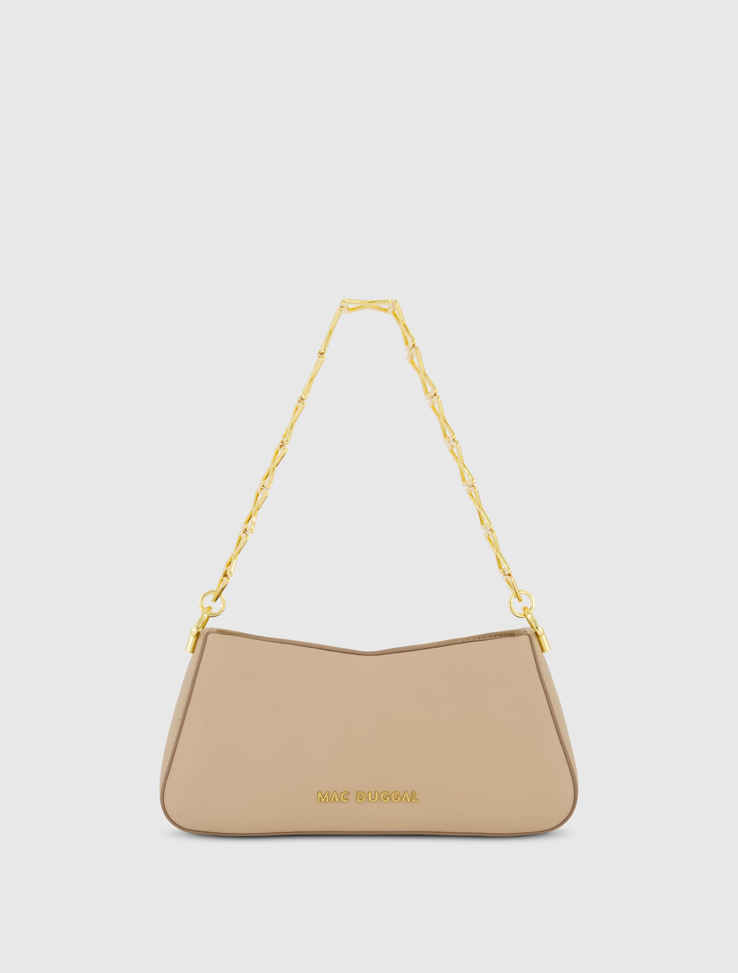 Gold Strap Small Taupe Nappa Leather Shoulder Bag