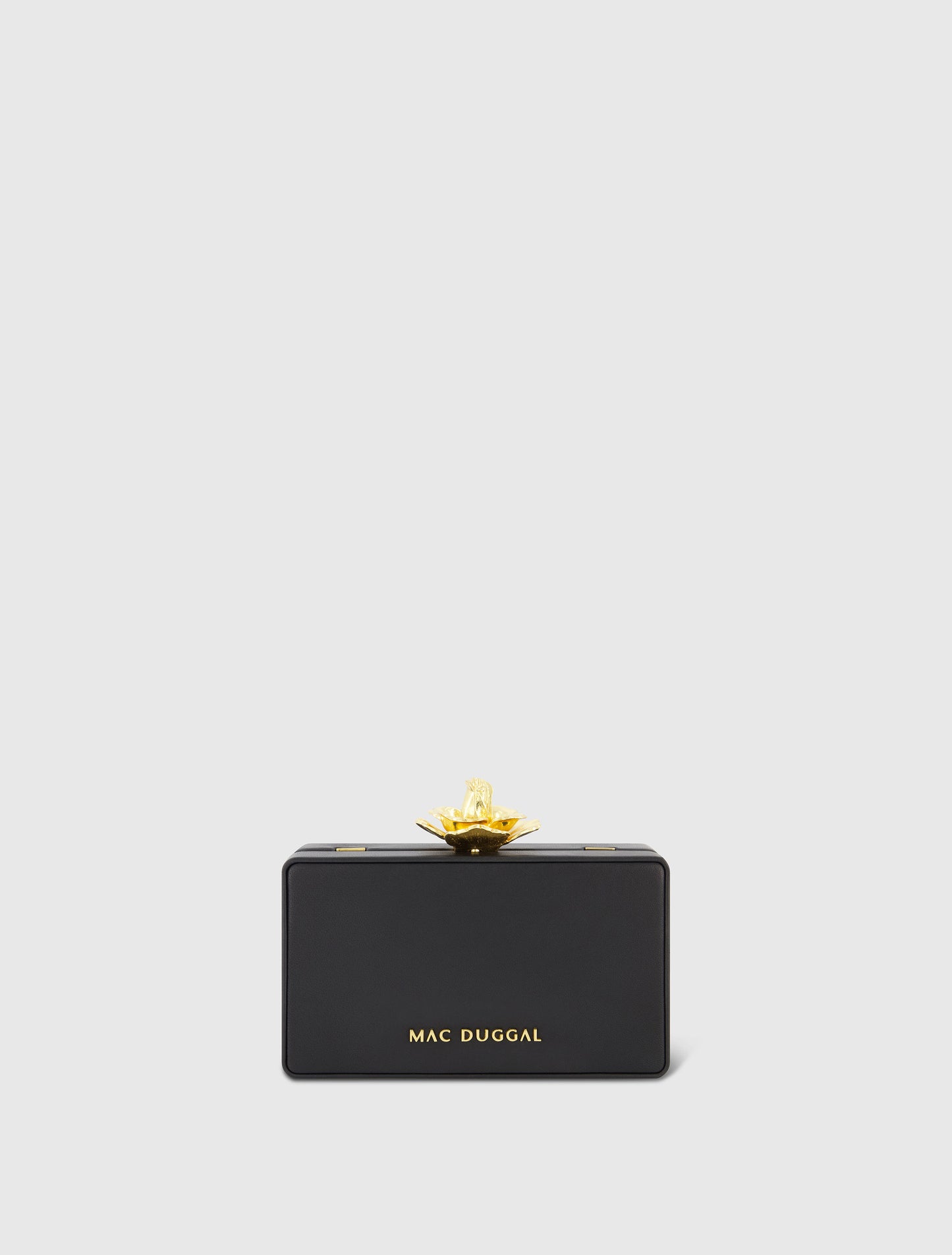 Mini pochette boîte en cuir nappa noir Gold Rose