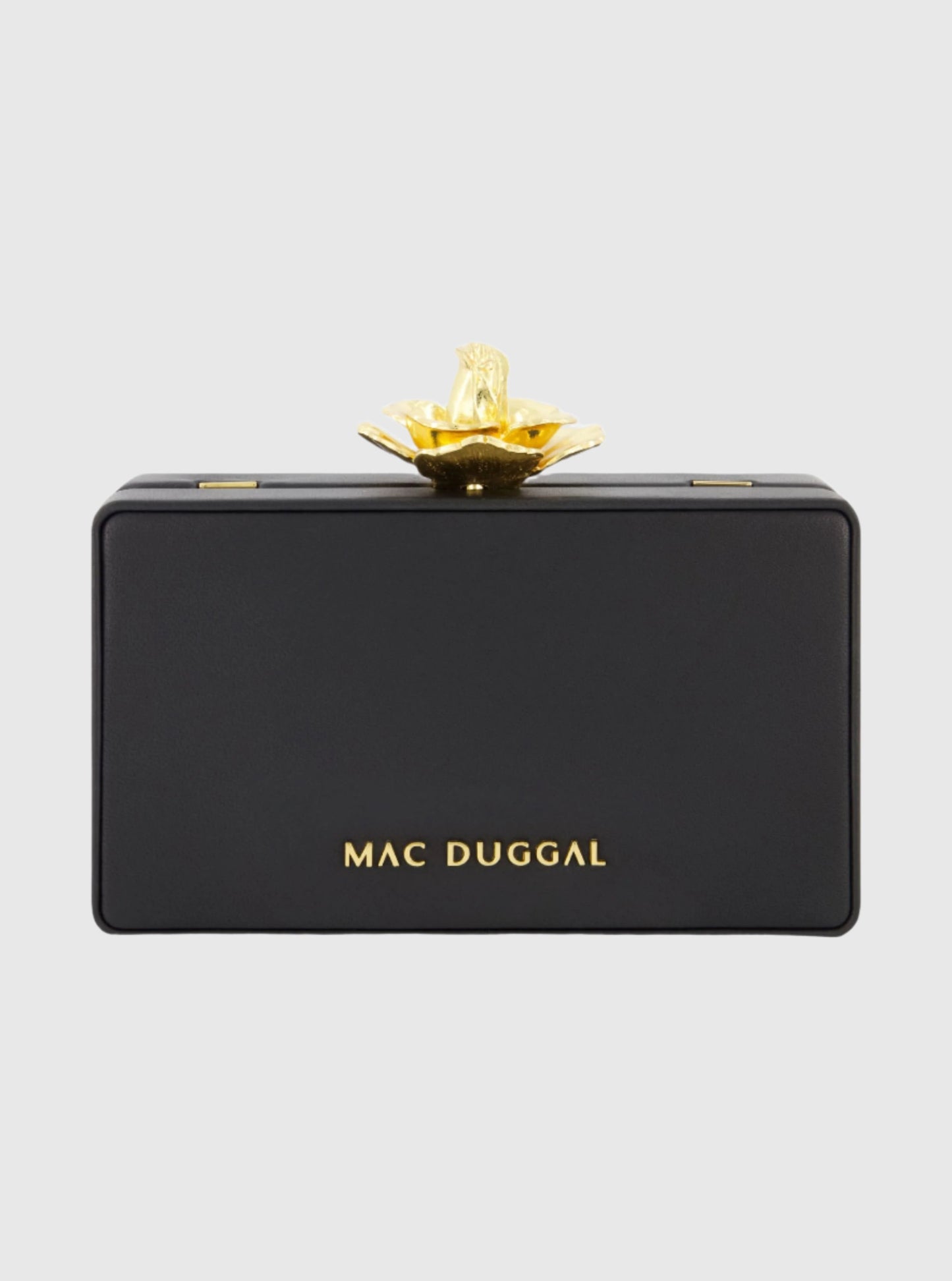 Gold Rose Mini Black Nappa Leather Box Clutch