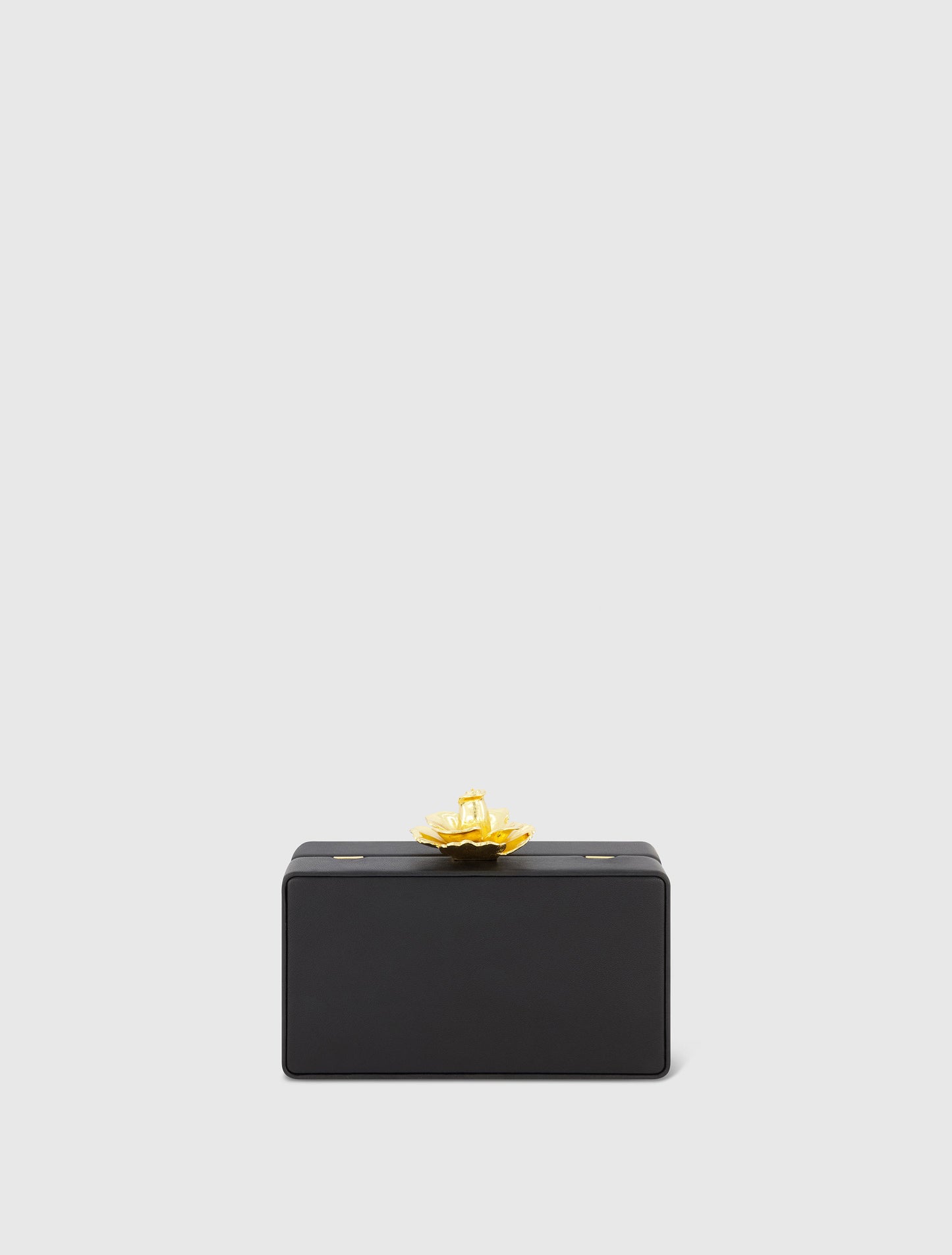 Gold Rose Mini Black Nappa Leather Box Clutch