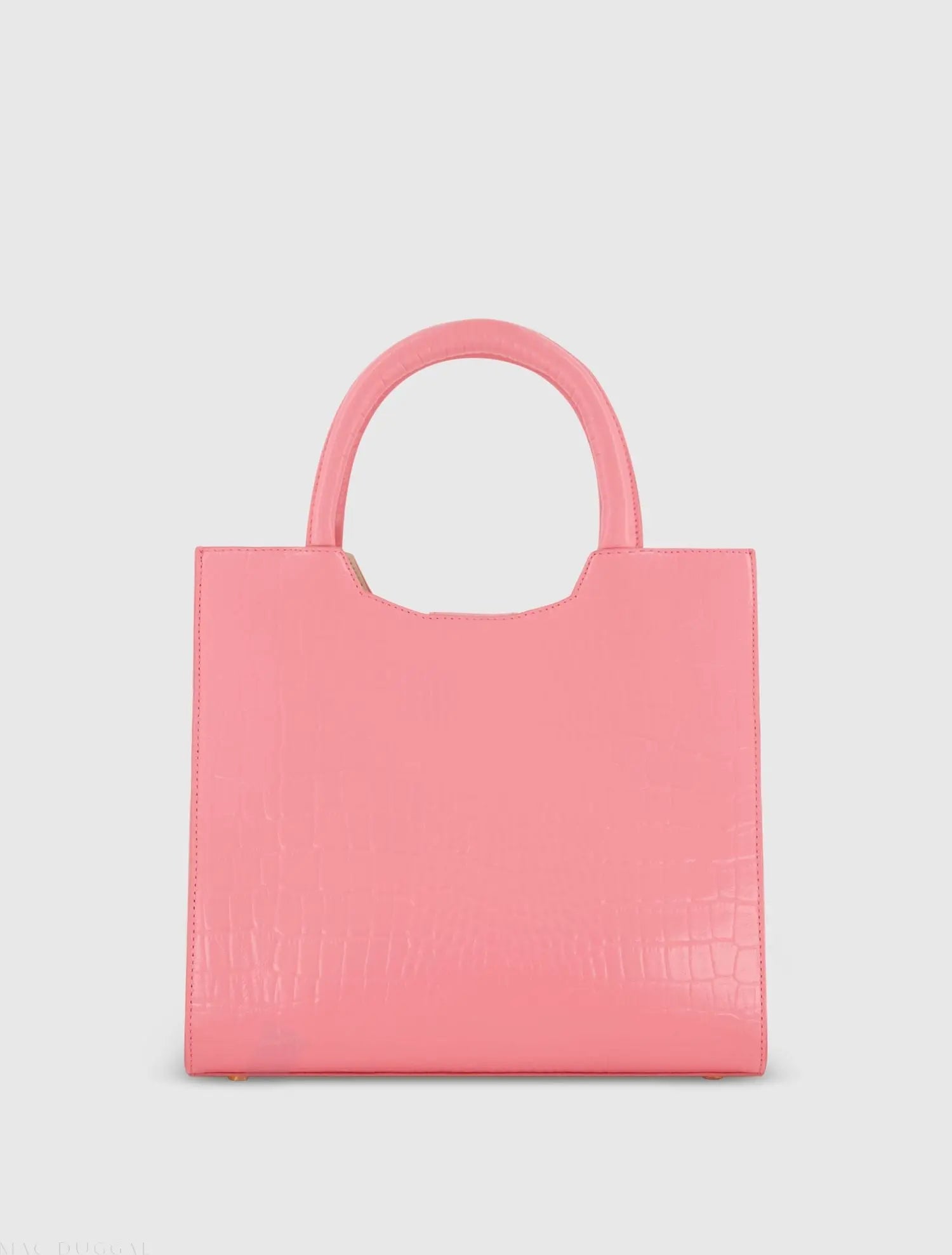 Pink Medium Croc Embossed Leather Tote with Detachable Strap | Mac