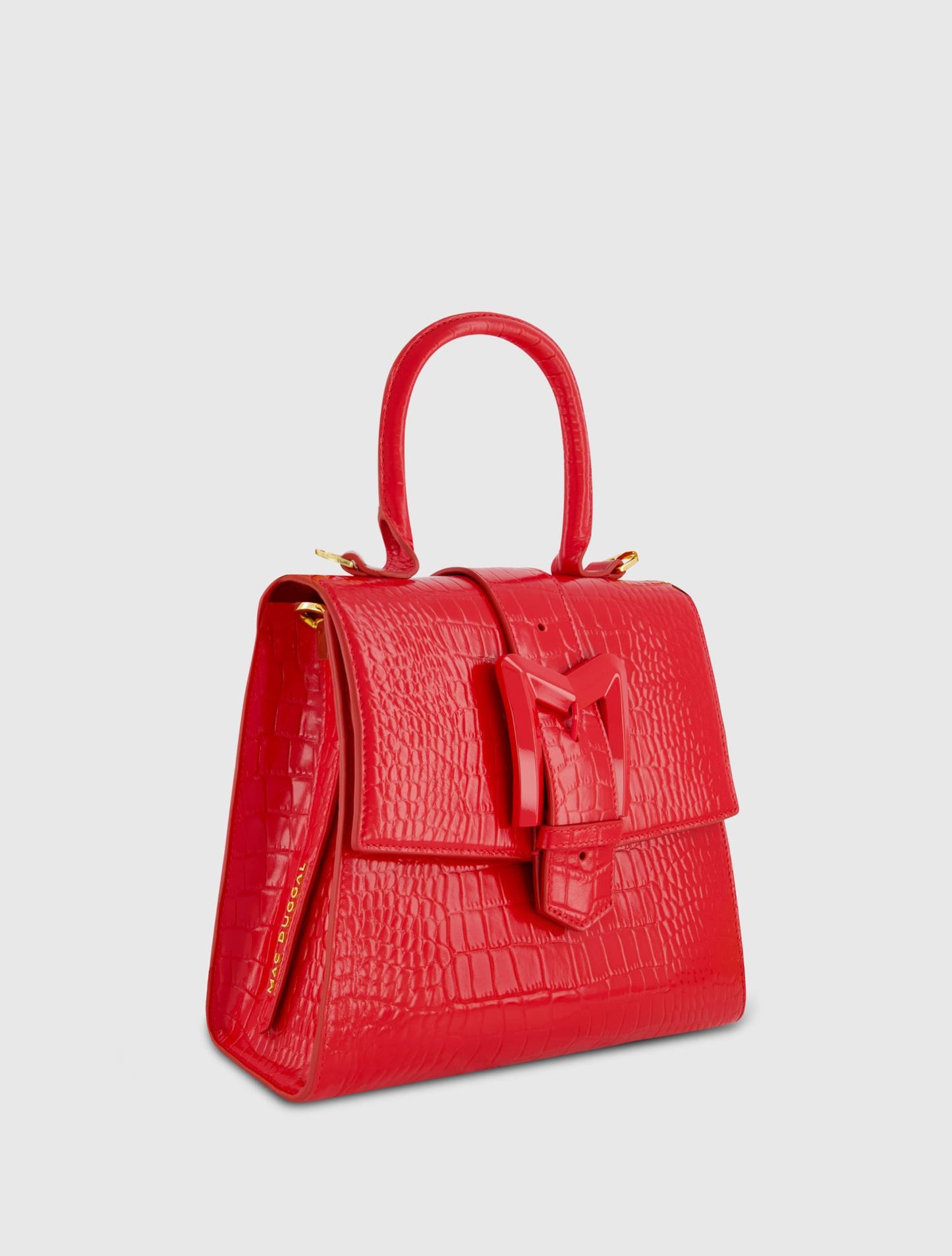 Sac à main en cuir croco cerise de taille moyenne à boucle avec sangle amovible