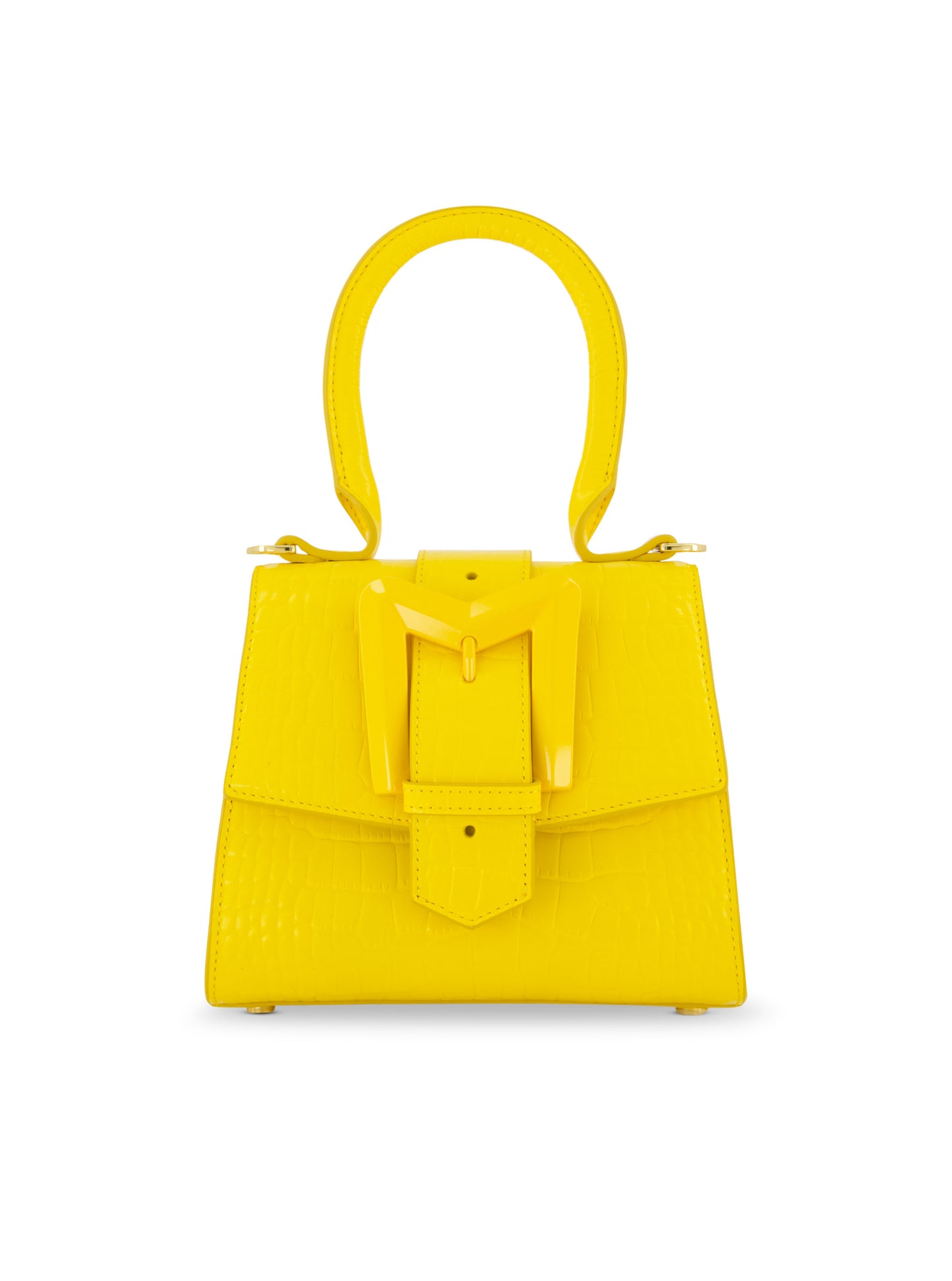 Bolso Mini de Piel Croco Sunshine con Hebilla y Correa Desmontable