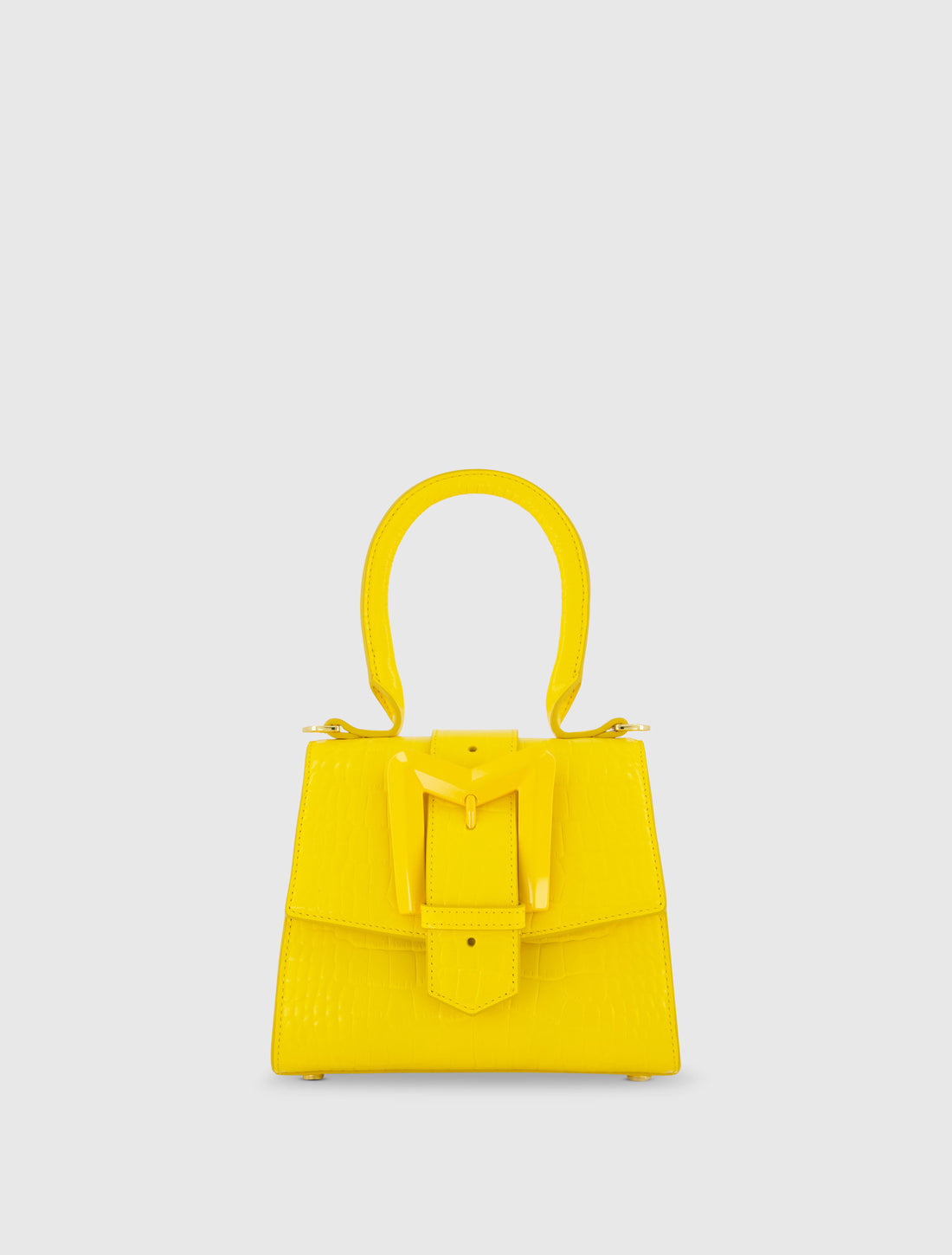 Bolso Mini de Piel Croco Sunshine con Hebilla y Correa Desmontable