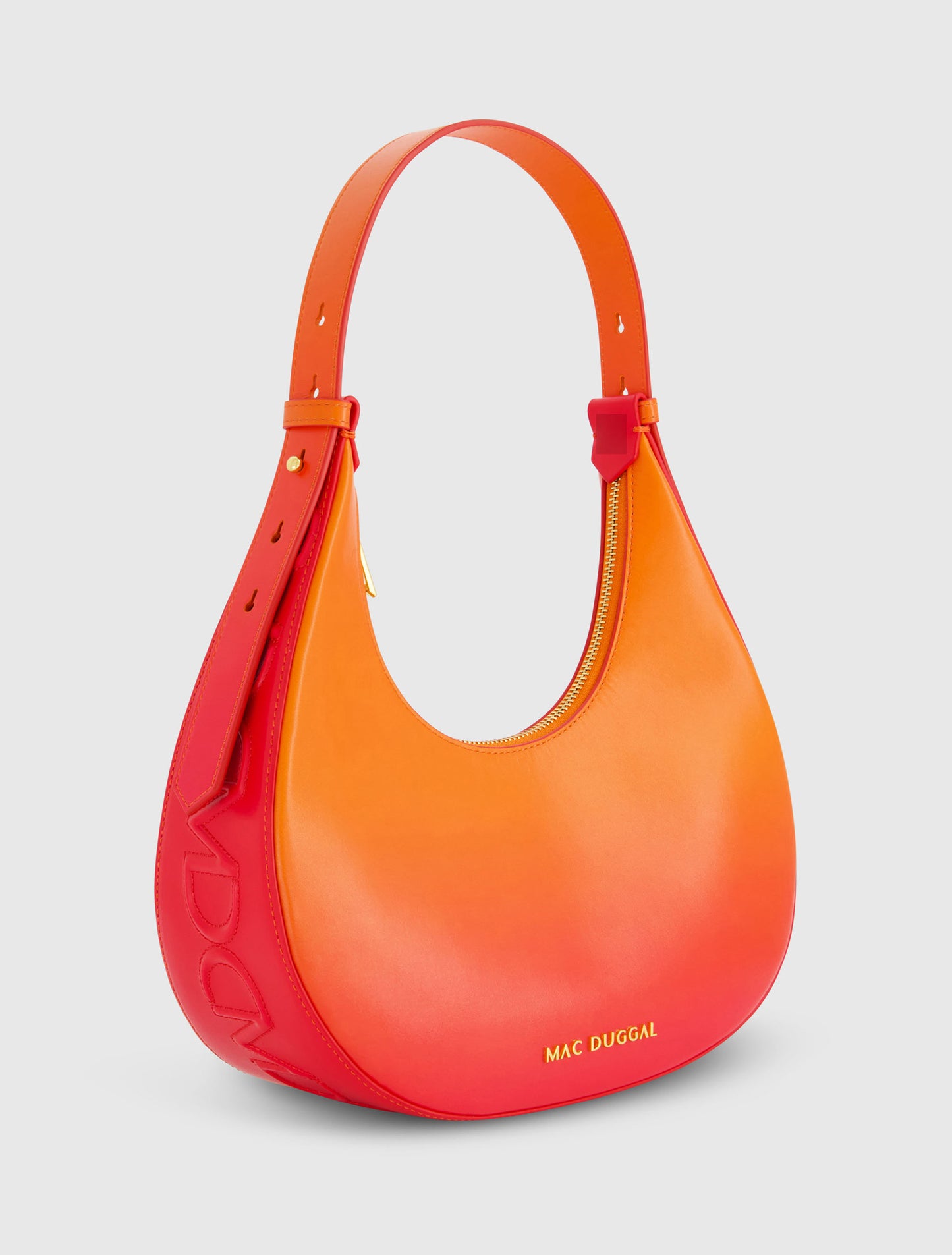 Bolsa Hobo de Couro Médio Ombre com Alça Ajustável