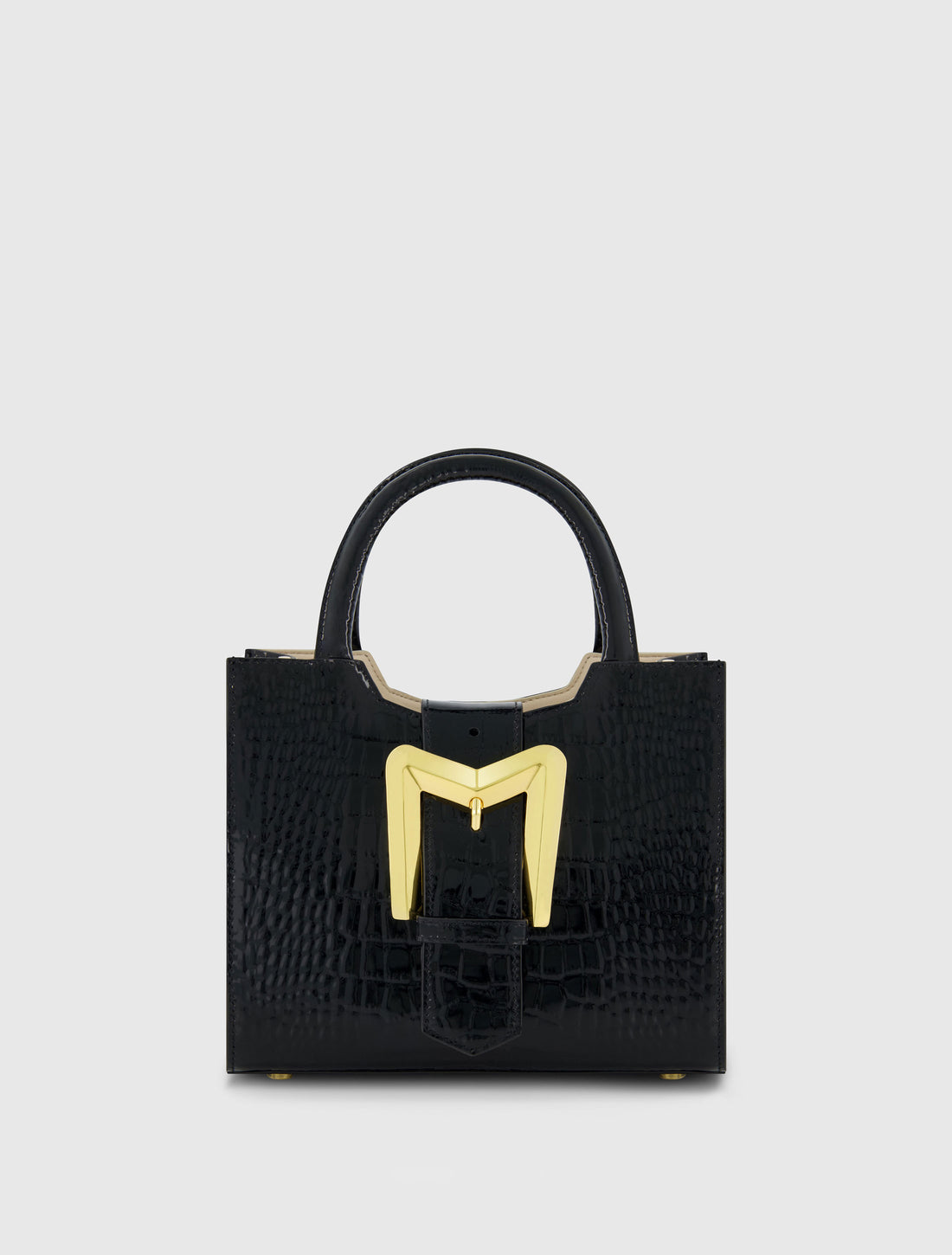 Crocodile Leather Tote Bag With Gold Buckle