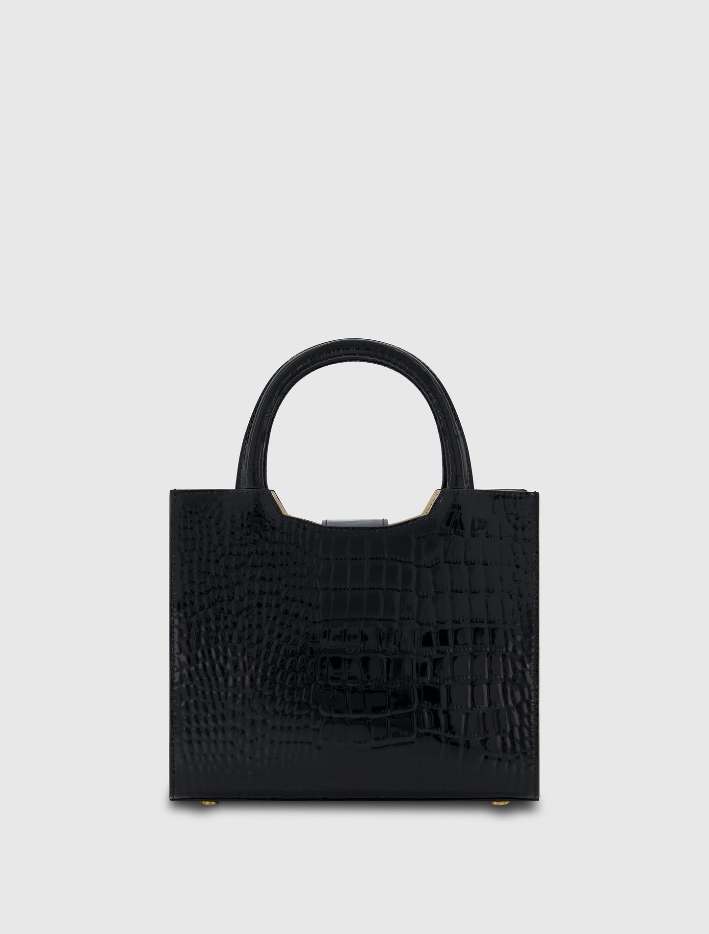 Crocodile Leather Tote Bag With Gold Buckle