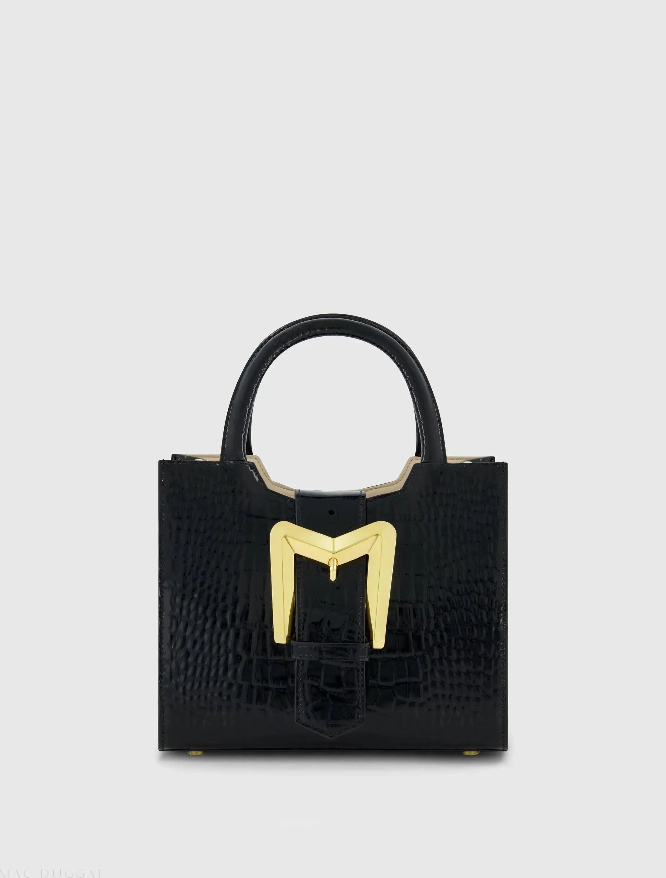 Crocodile Leather Tote Bag With Gold Buckle - FINAL SALE - Mac Duggal