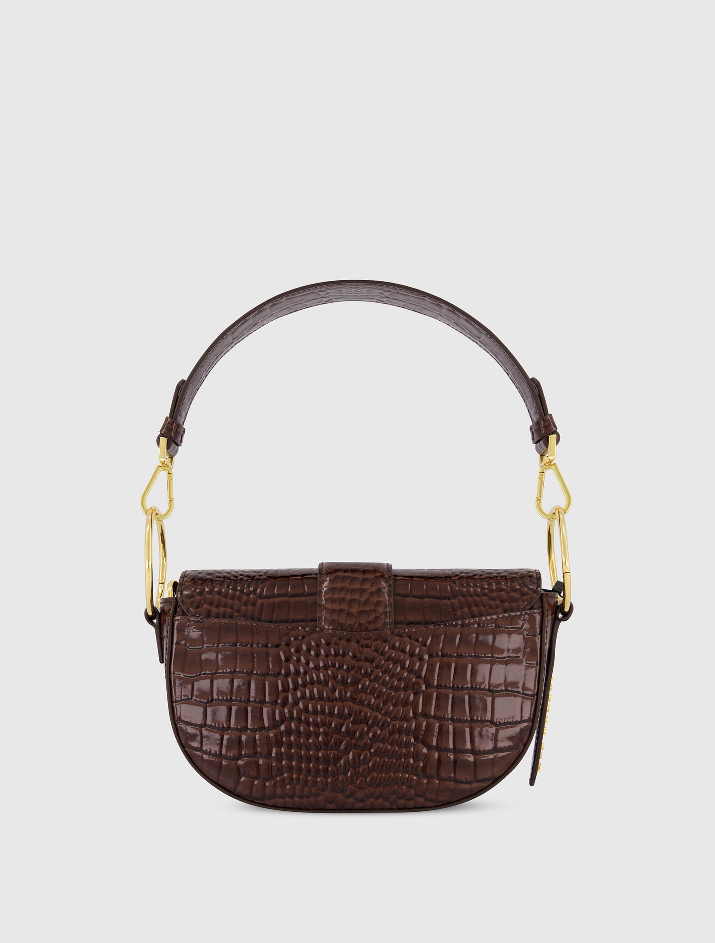 Crocodile Leather Saddle Bag With Gold Hardware - Mac Duggal